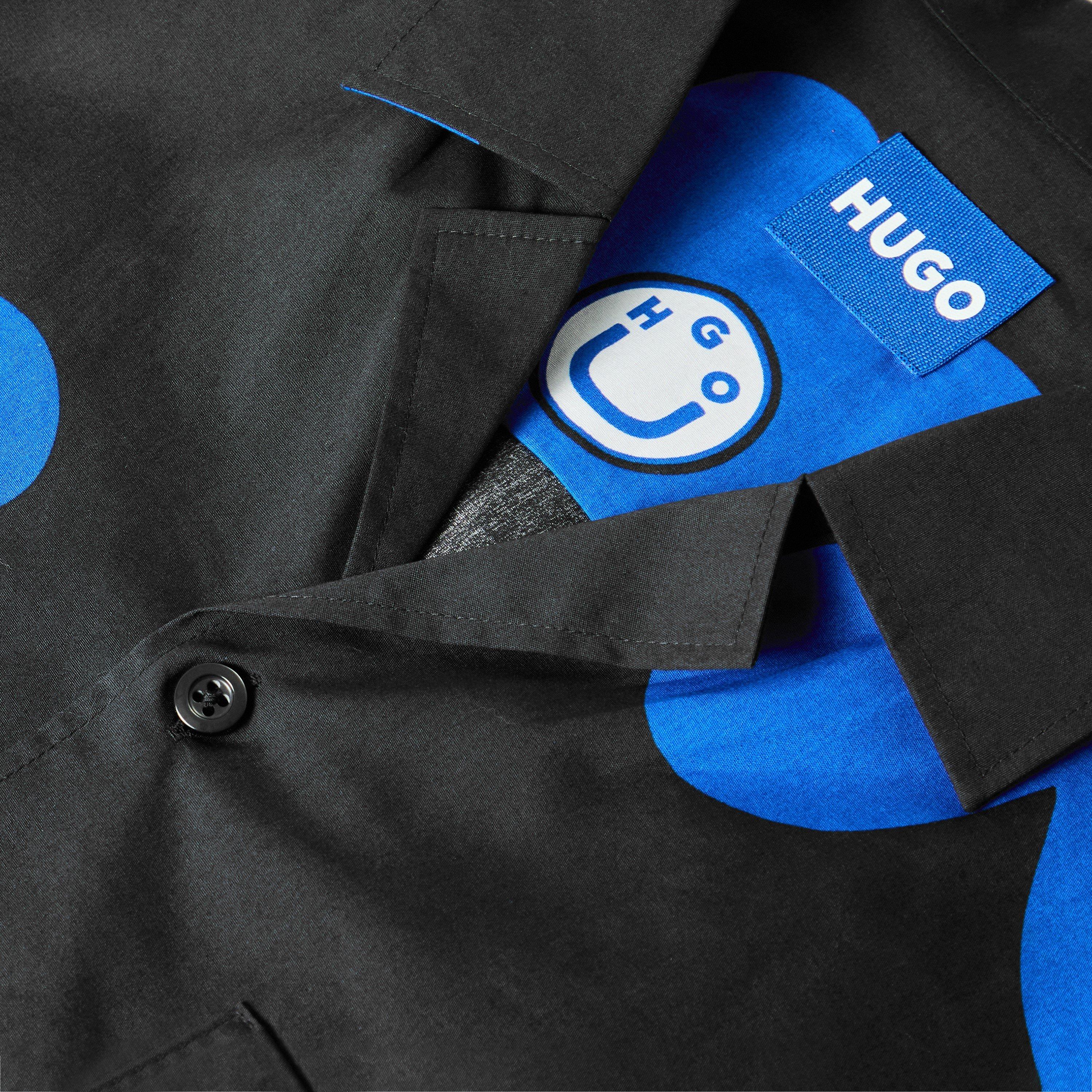 Black - Hugo - Men's Eligino Long Sleeve Patterned Shirt - 3