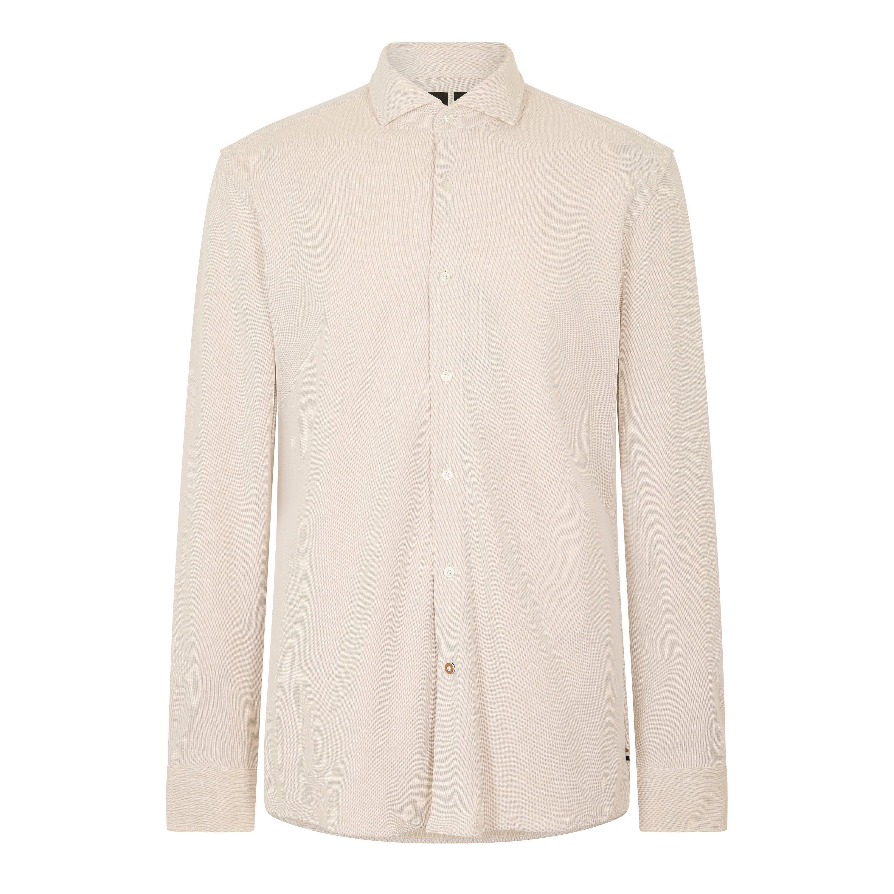 Boss Men's P Hank Spread Long Sleeve Oxford Shirt - Light Beige - 17.5 inch