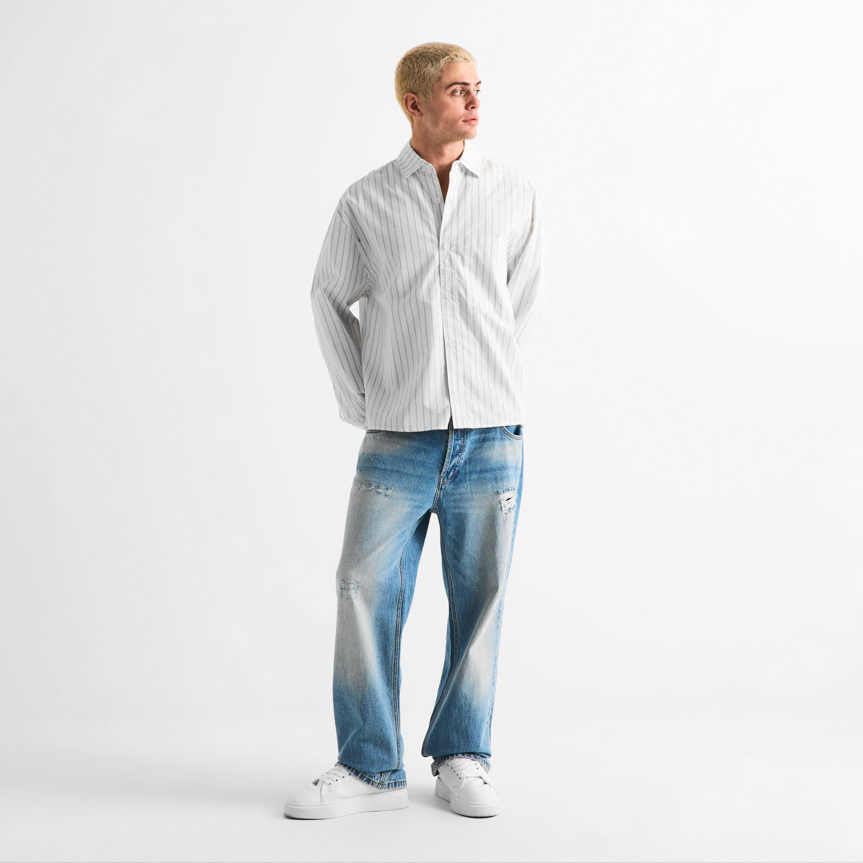 Off White - MKI MIYUKI ZOKU - Men's Stripe Long Sleeve Patterned Shirt - 6