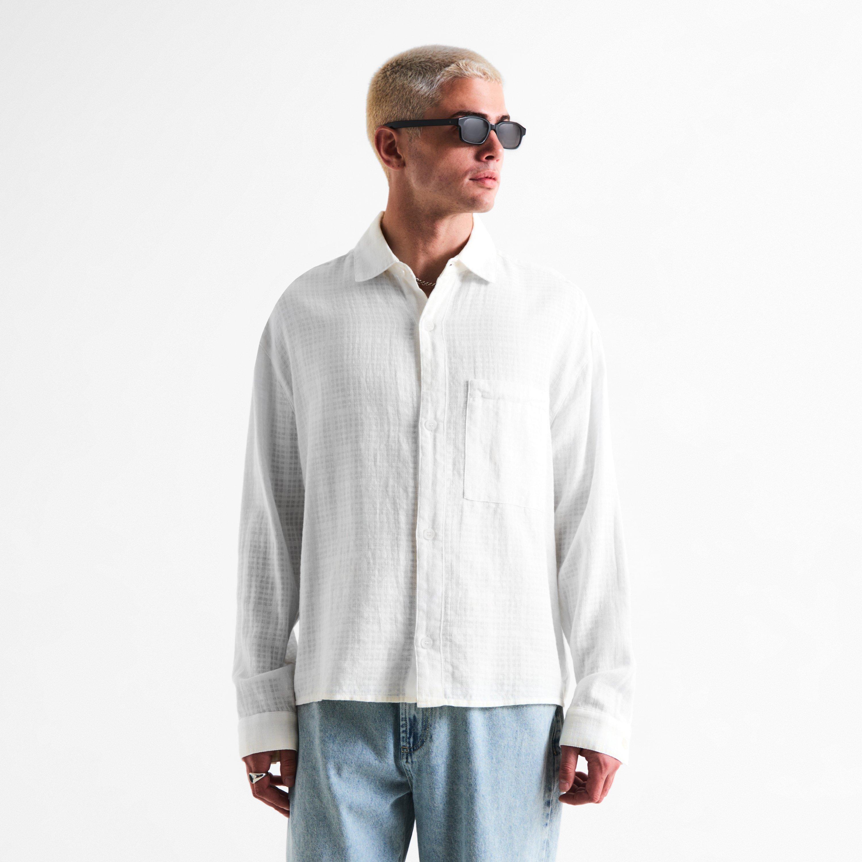 Bone - MKI MIYUKI ZOKU - Men's Loose Weave Long Sleeve Patterned Shirt - 3