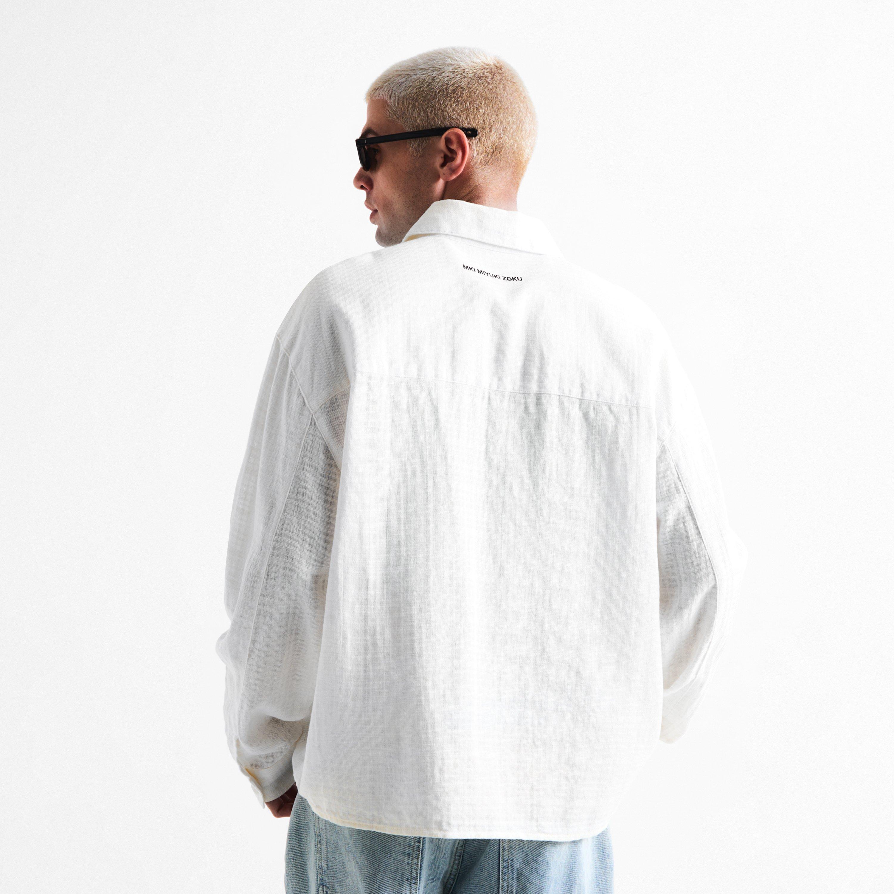 Bone - MKI MIYUKI ZOKU - Men's Loose Weave Long Sleeve Patterned Shirt - 4