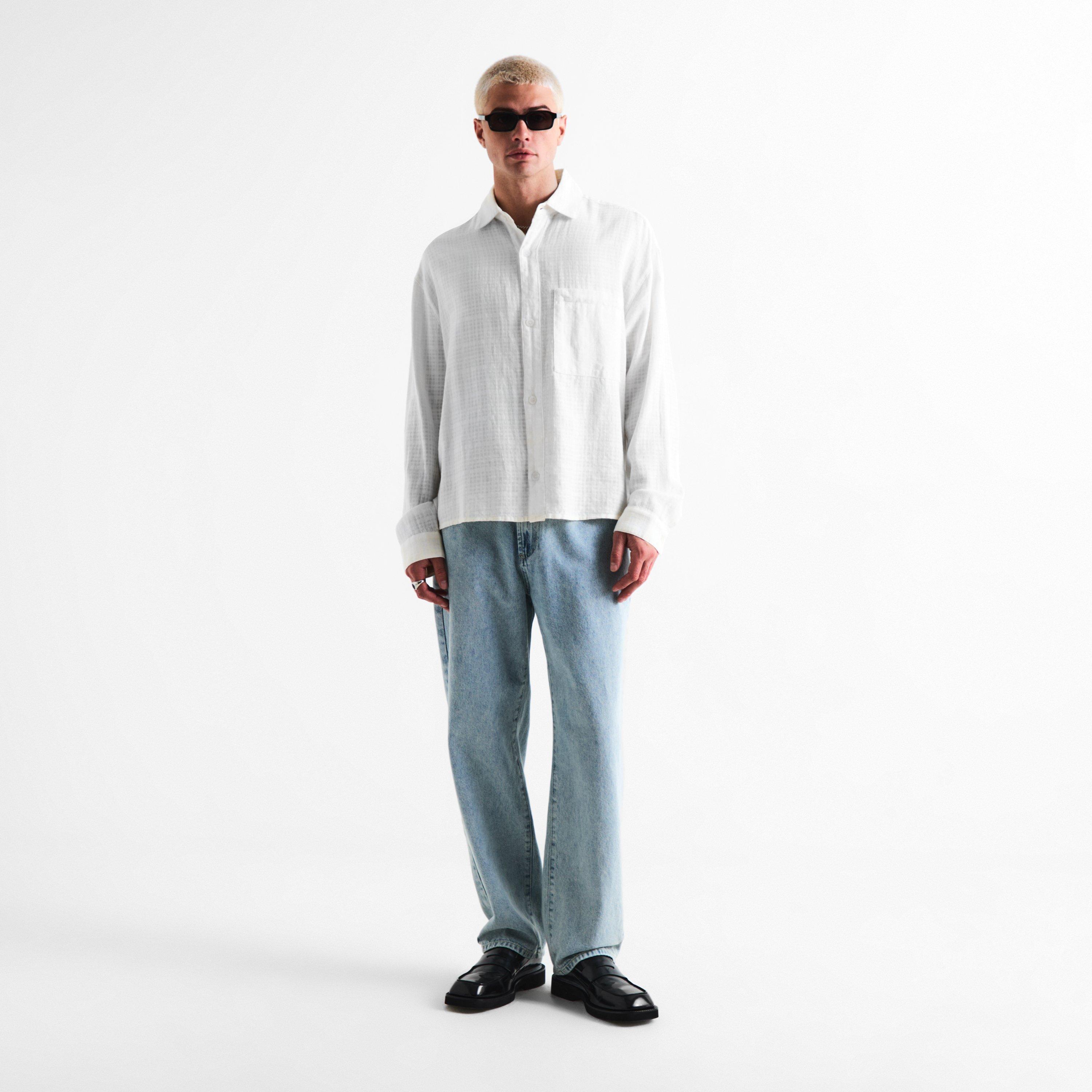 Bone - MKI MIYUKI ZOKU - Men's Loose Weave Long Sleeve Patterned Shirt - 5