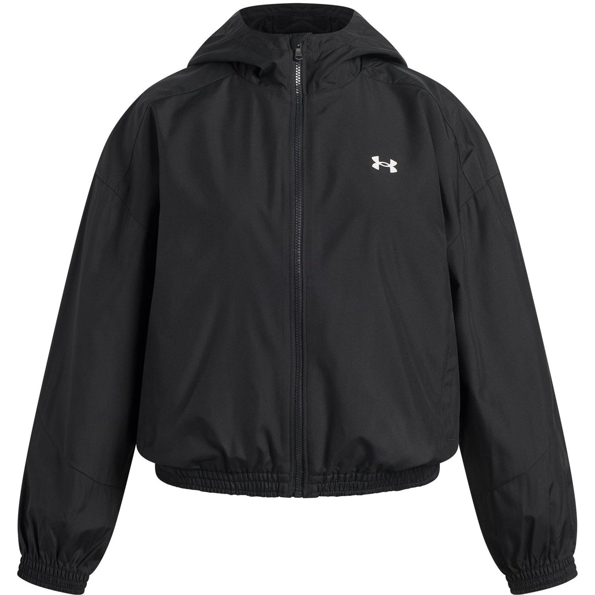 Black / White - Under Armour - Kids' Icon Woven Full Zip Fleece Top - 1