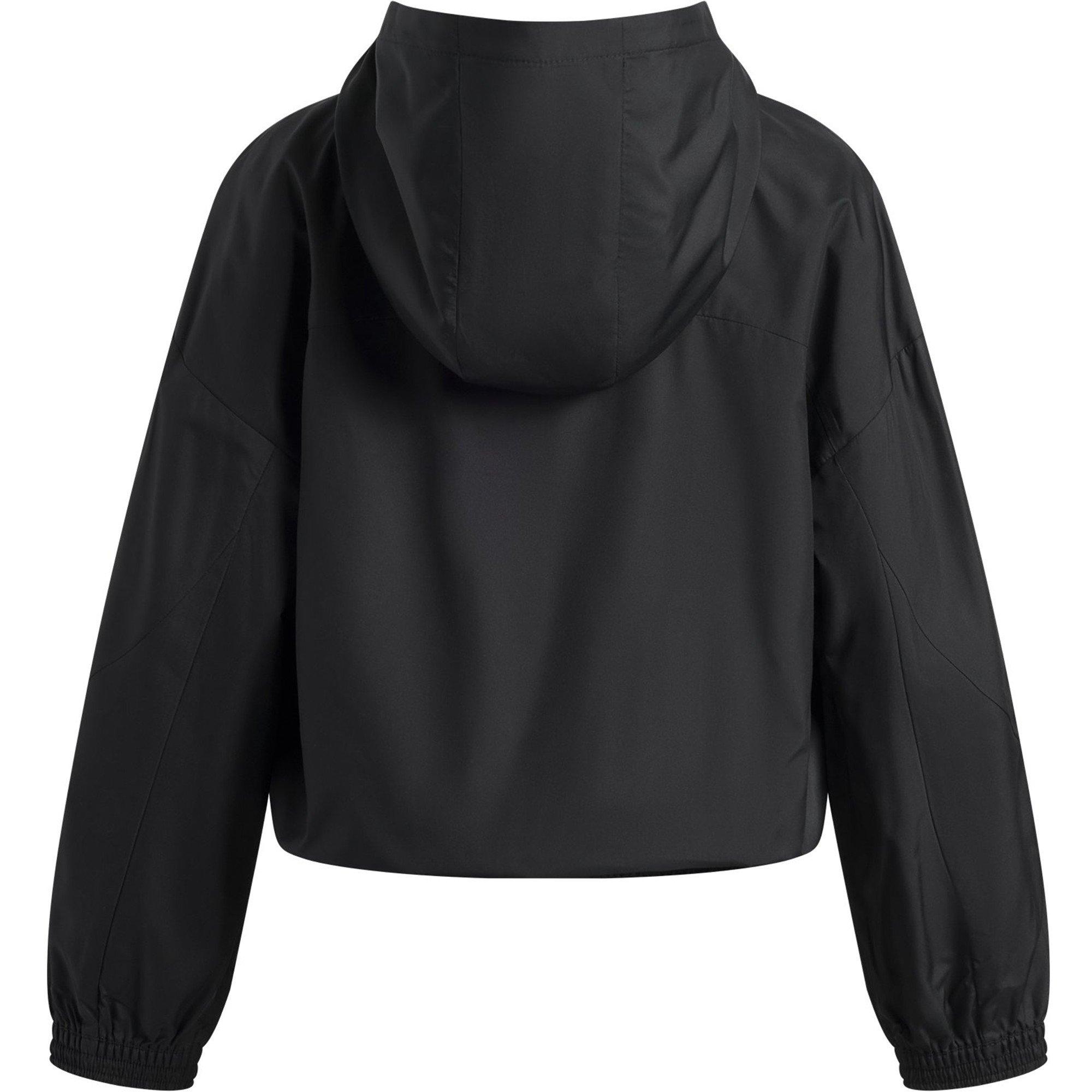 Black / White - Under Armour - Kids' Icon Woven Full Zip Fleece Top - 2
