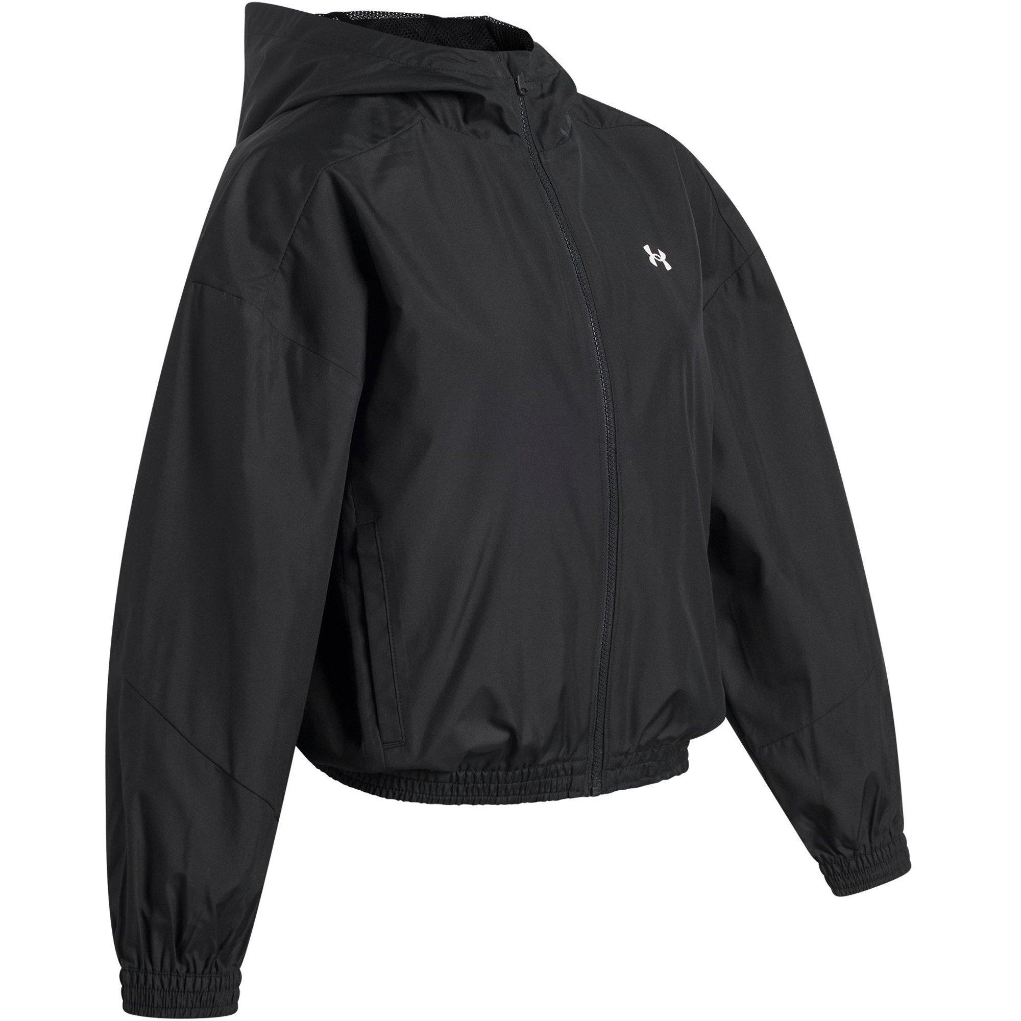Black / White - Under Armour - Kids' Icon Woven Full Zip Fleece Top - 3