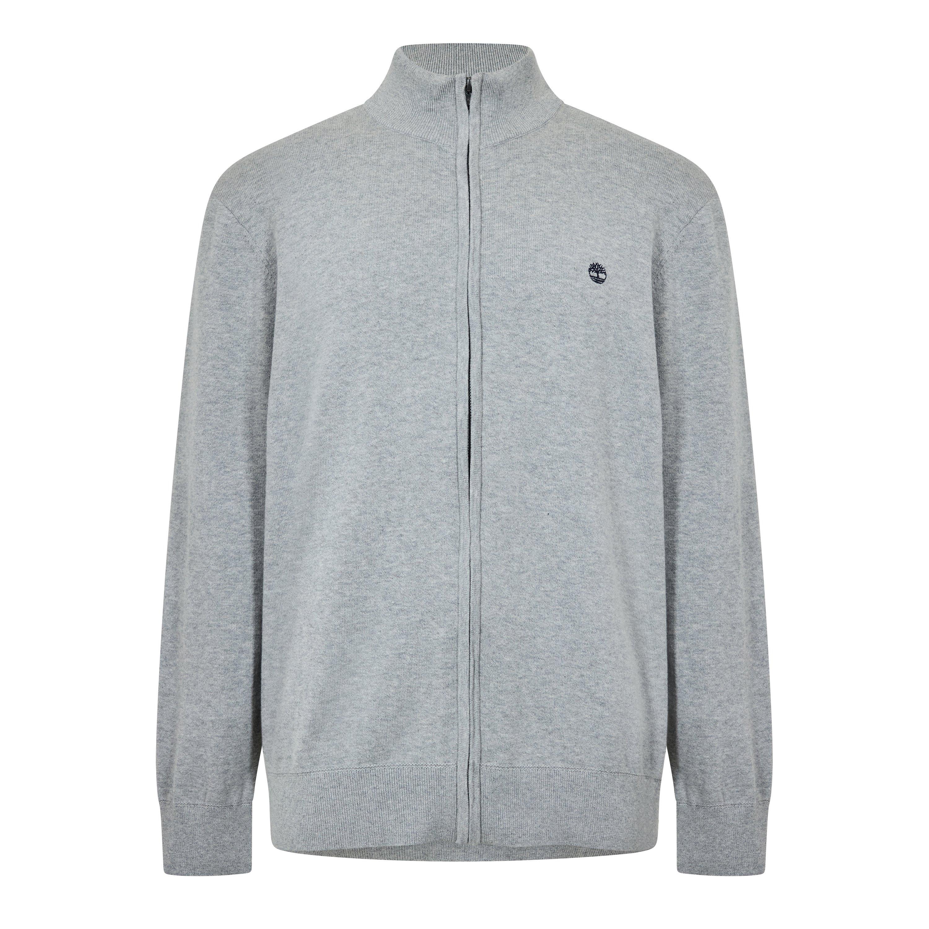 Med Grey Hthr - Timberland - Men's Full Zip Sweat Cotton Fleece - 1