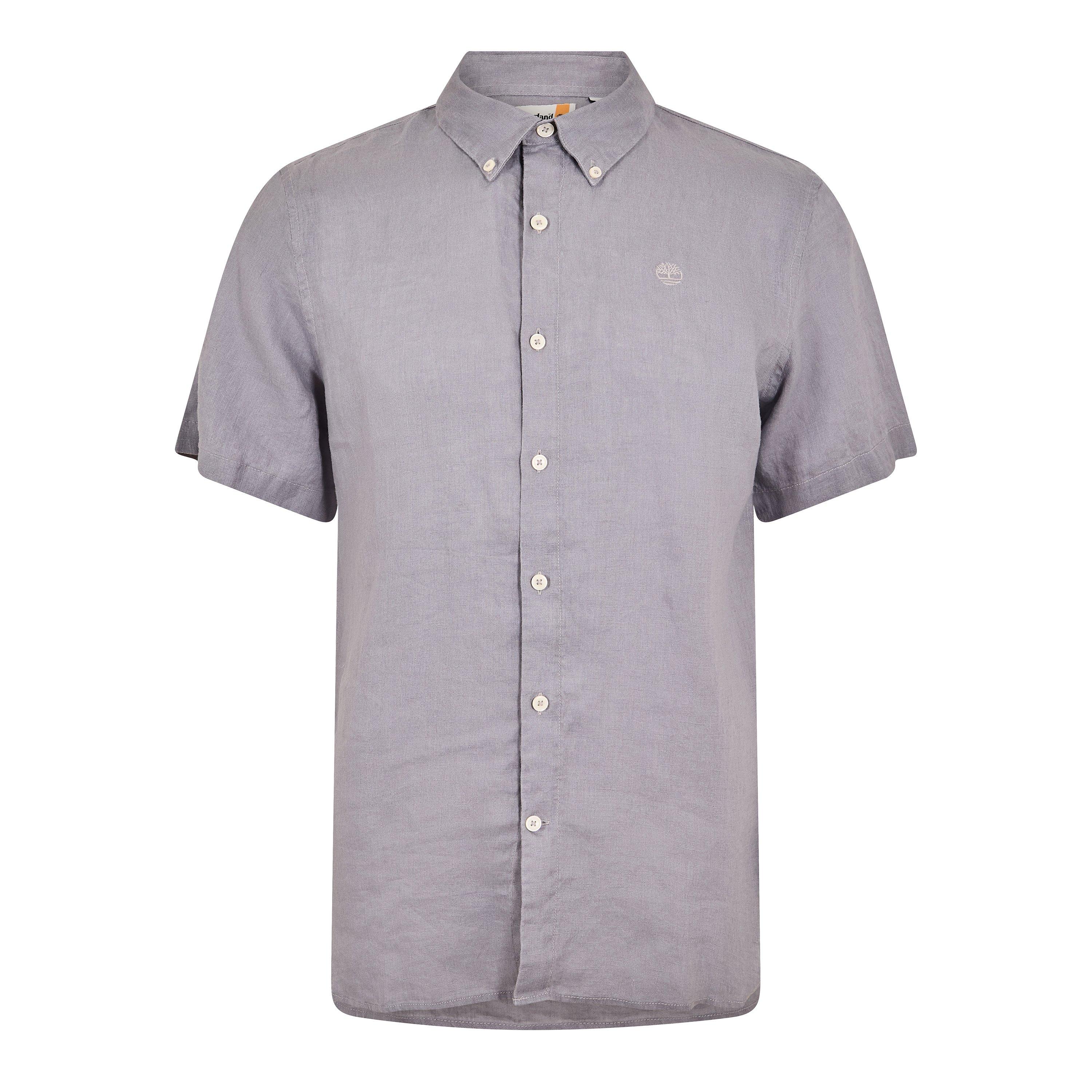 Timberland Men's Linen Short Sleeve Oxford Shirt - Quicksilver Yd - S