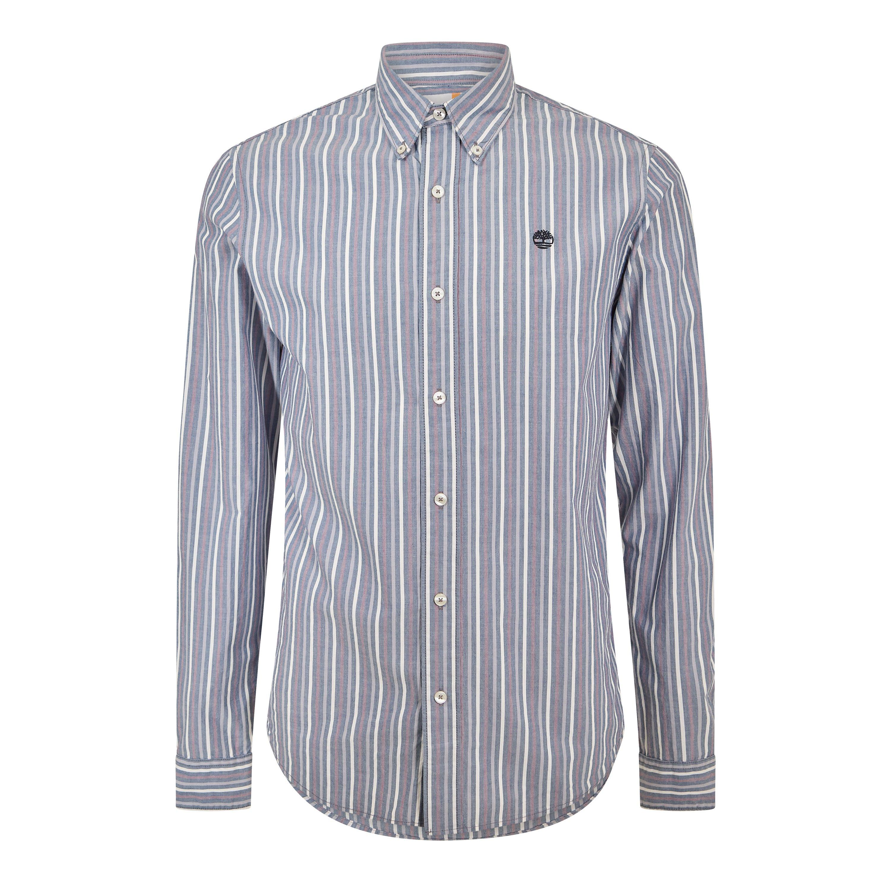 Timberland Men's Striped Dark Denim Long Sleeve Oxford Shirt - Dark Denim Yd - S