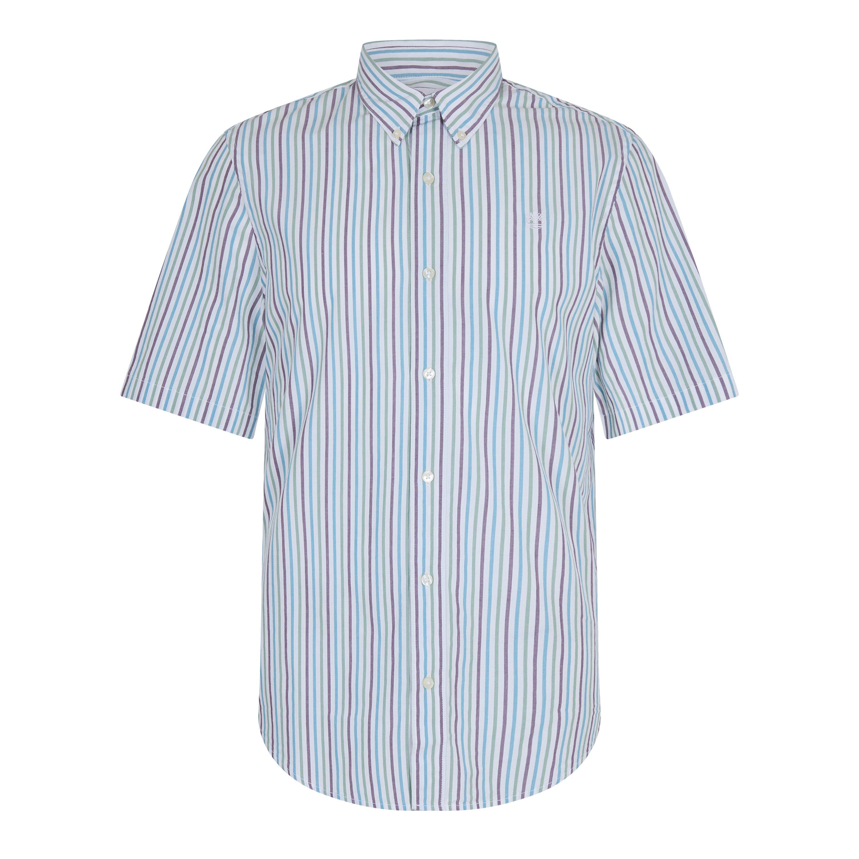 White Yd - Timberland - Men's Striped Short Sleeve Oxford Shirt - 1