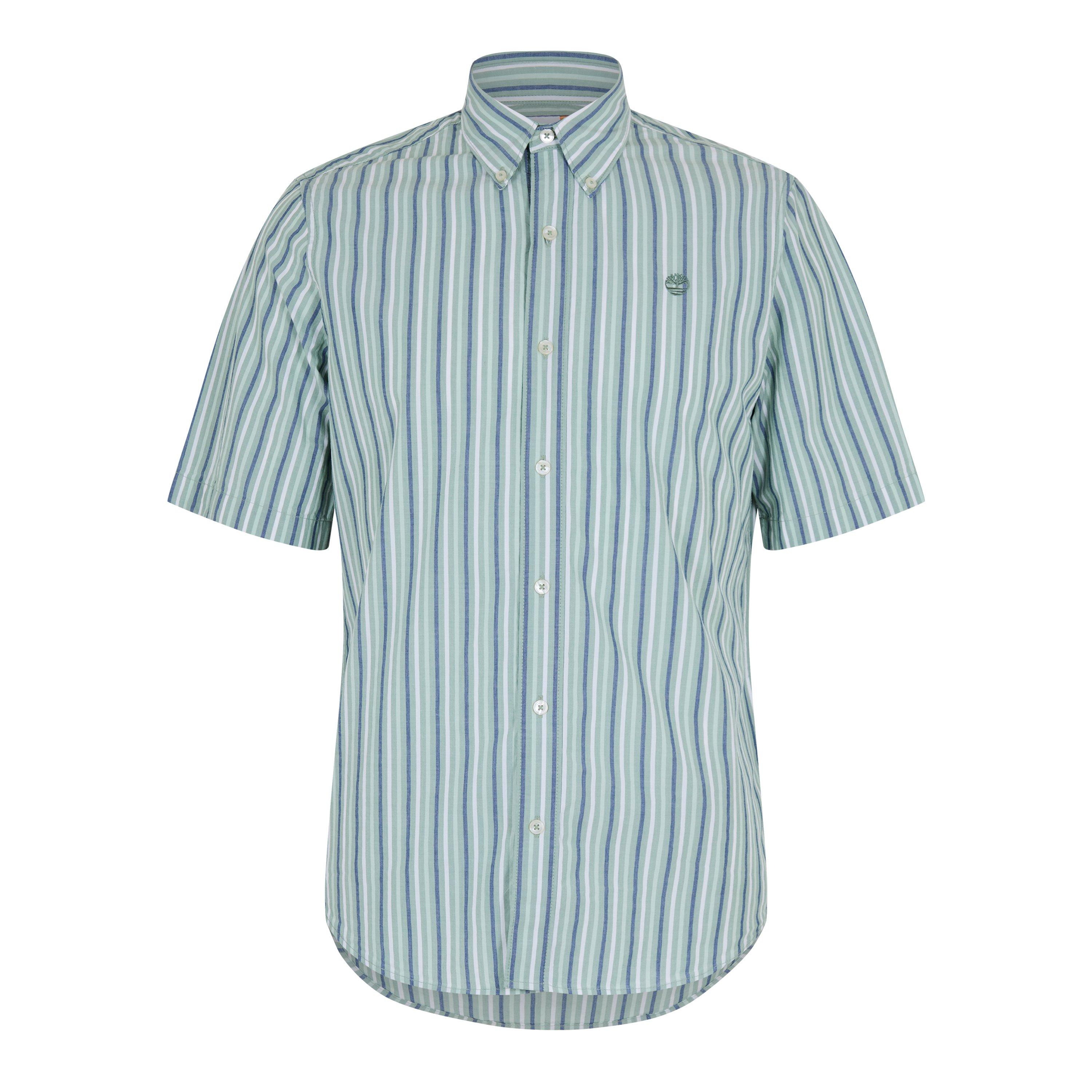 Timberland Men's Striped Short Sleeve Oxford Shirt - Green Bay Yd - M