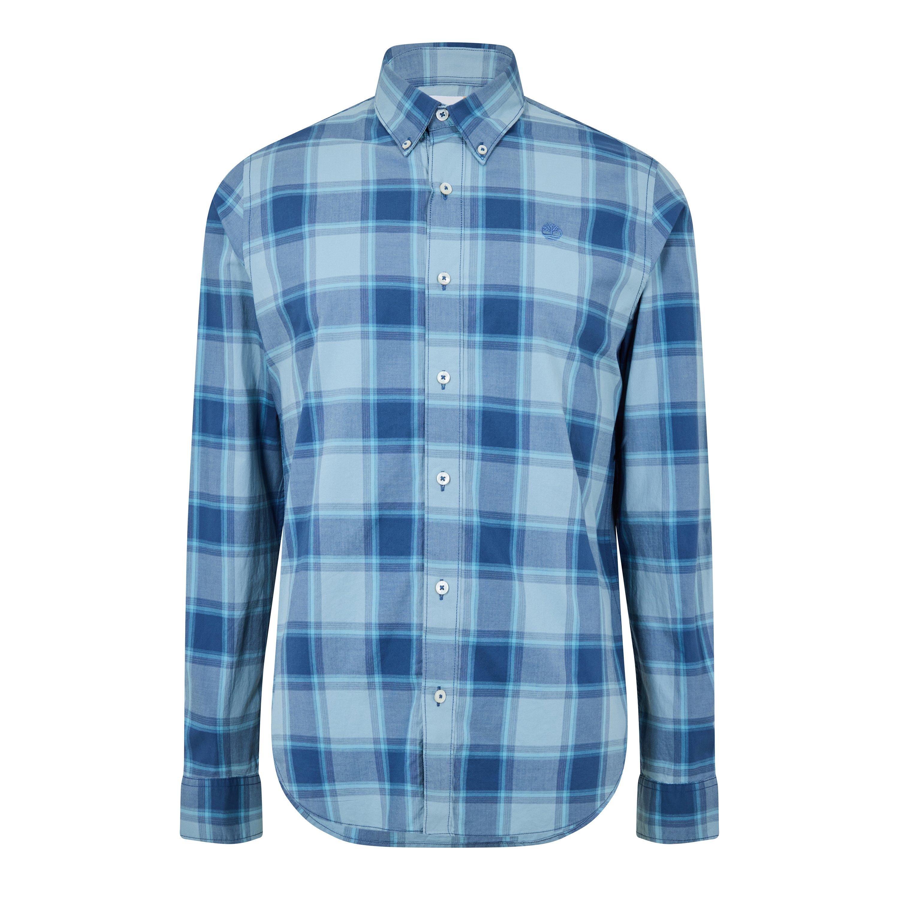 Timberland Men's Poplin Check Dark Denim Long Sleeve Oxford Shirt - Dark Denim Yd - S