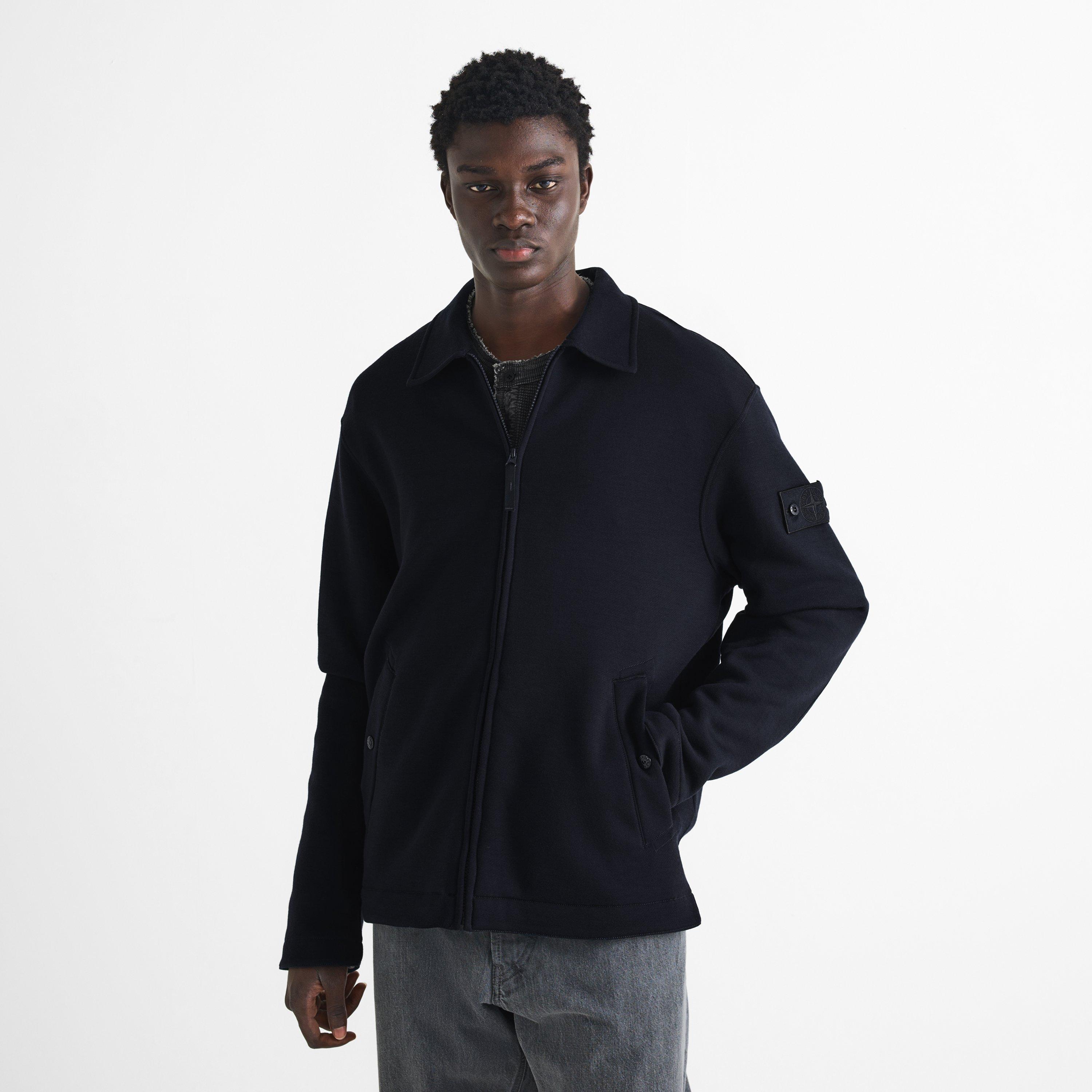 Navy V0020 - Stone Island - Men's GH Cotton Full-Zip Fleece Top - 3