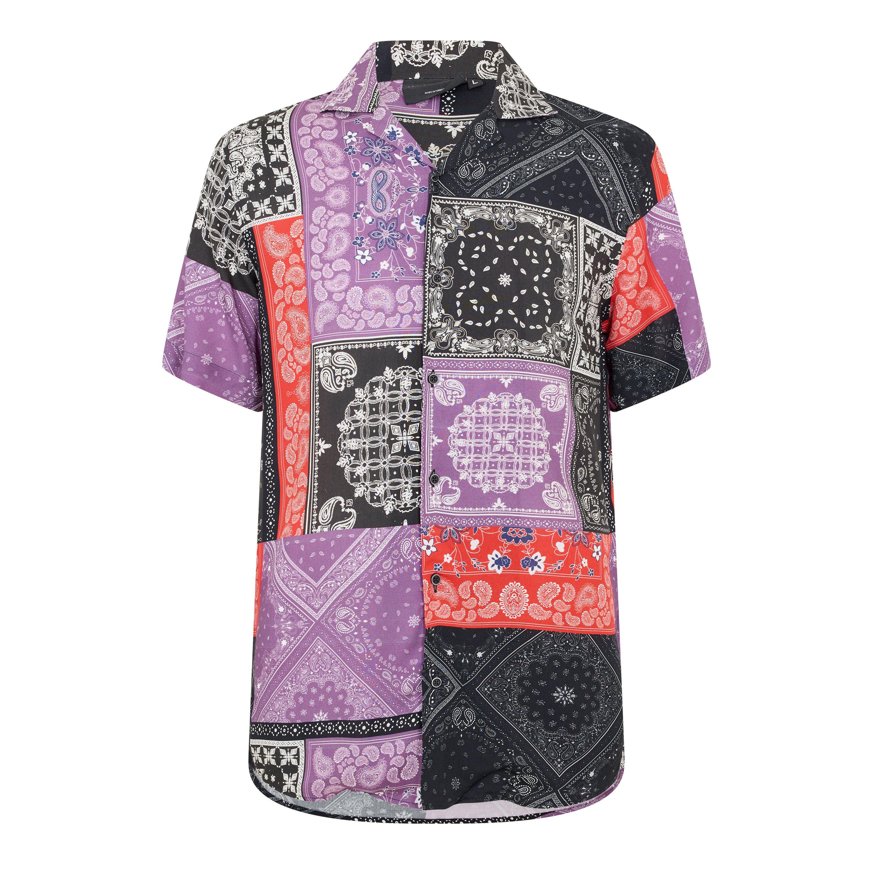 Multi - Criminal Damage - Men's Bandana Short Sleeve Dress Shirt - 1