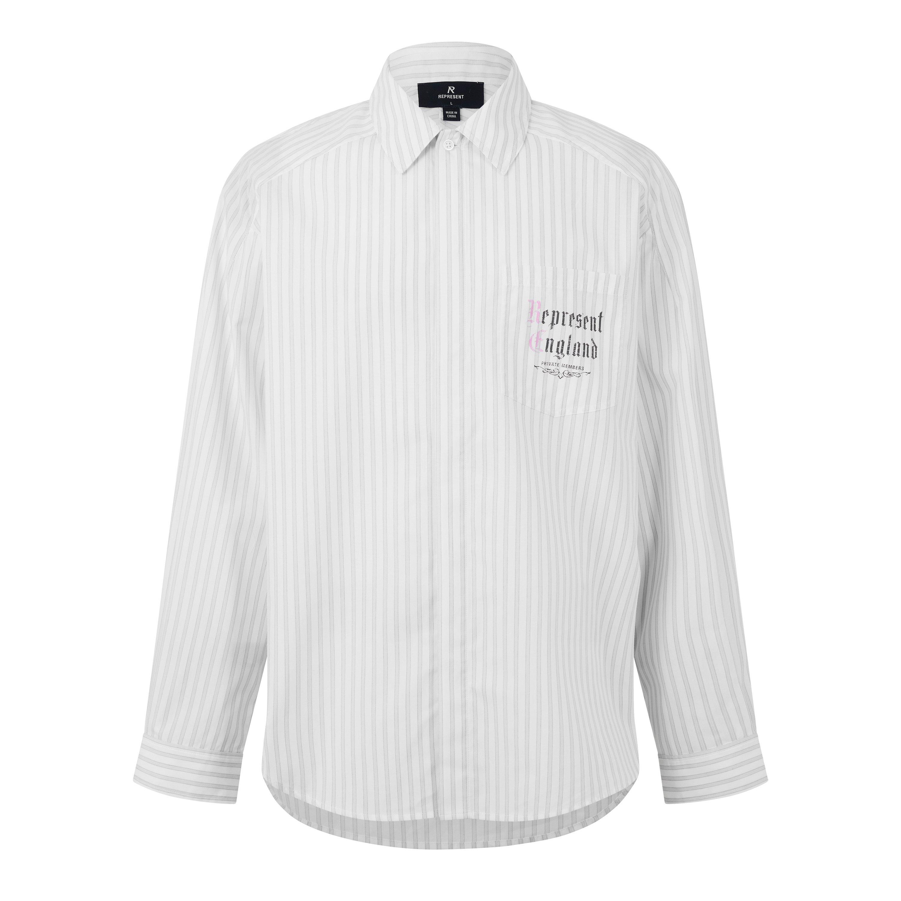 Flat White - Represent - Men's Pinstripe Long Sleeve Patterned Shirt - 1