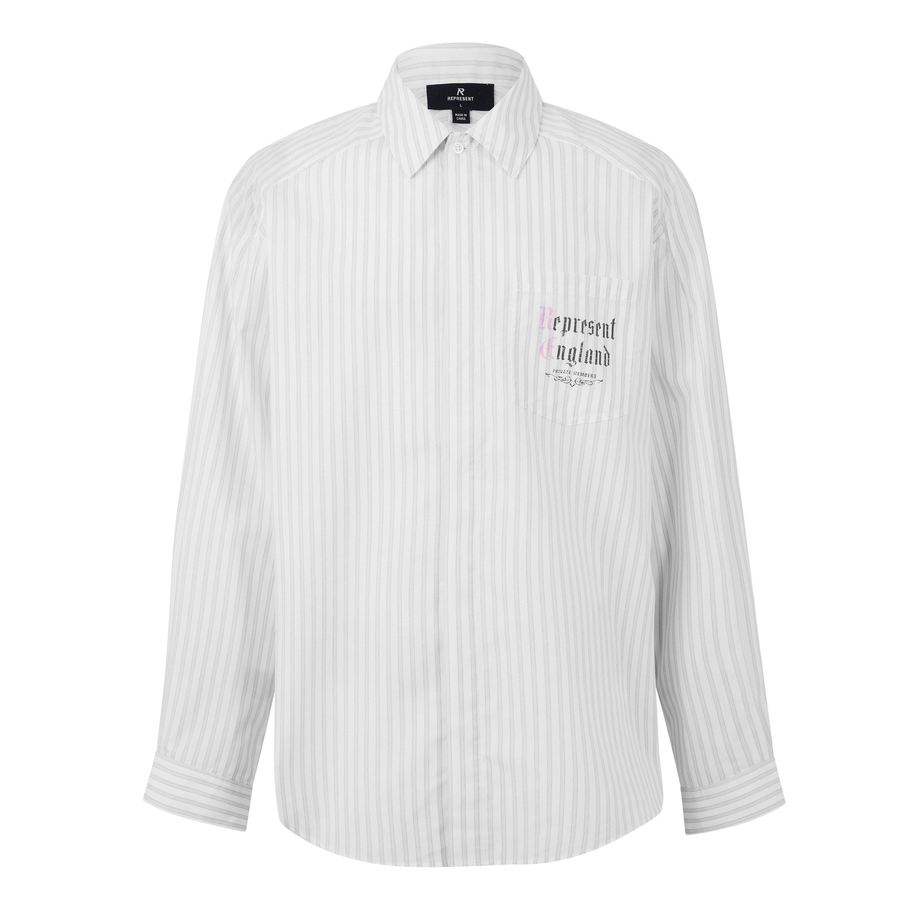 Flat White - Represent - Men's Pinstripe Long Sleeve Patterned Shirt - 1