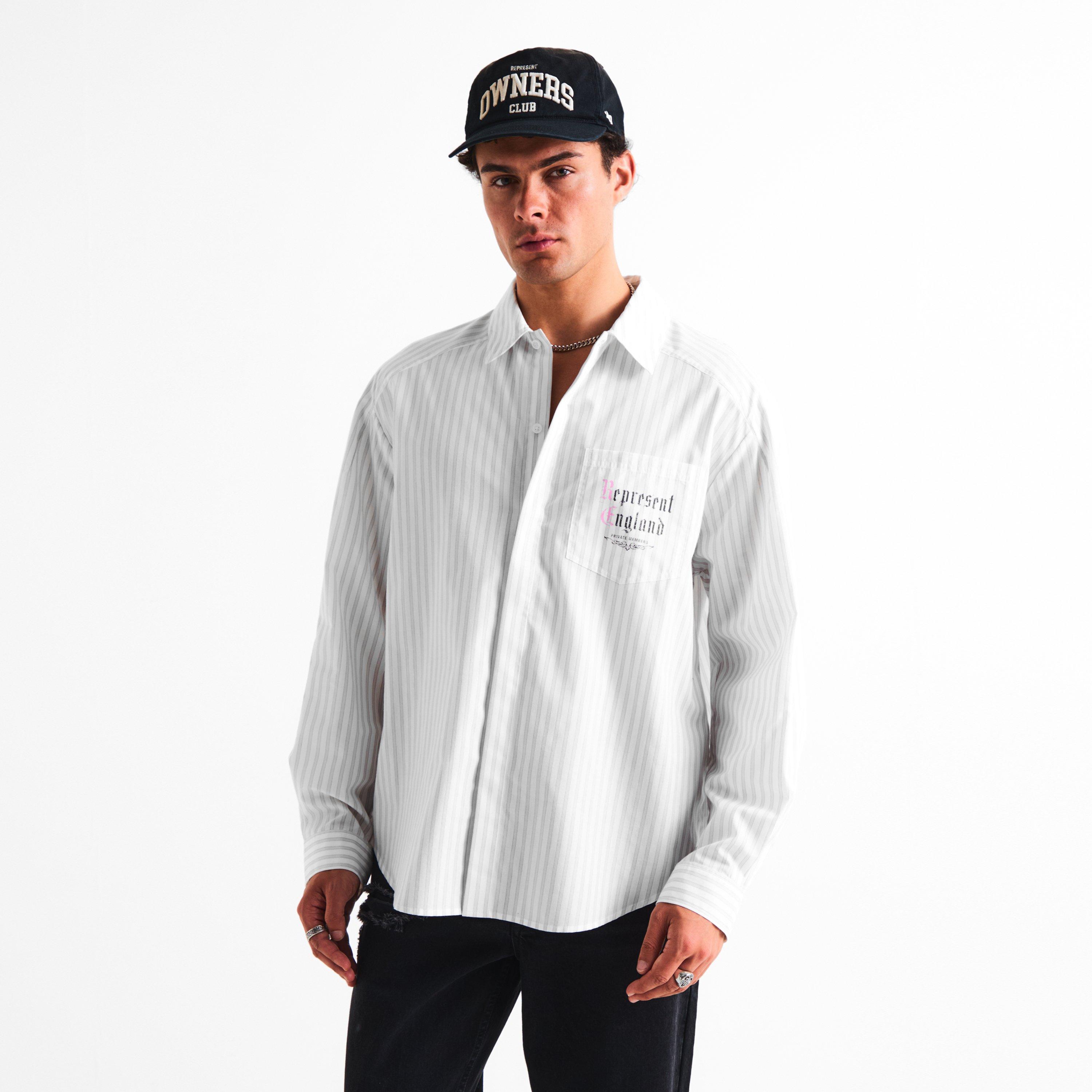 Flat White - Represent - Men's Pinstripe Long Sleeve Patterned Shirt - 3