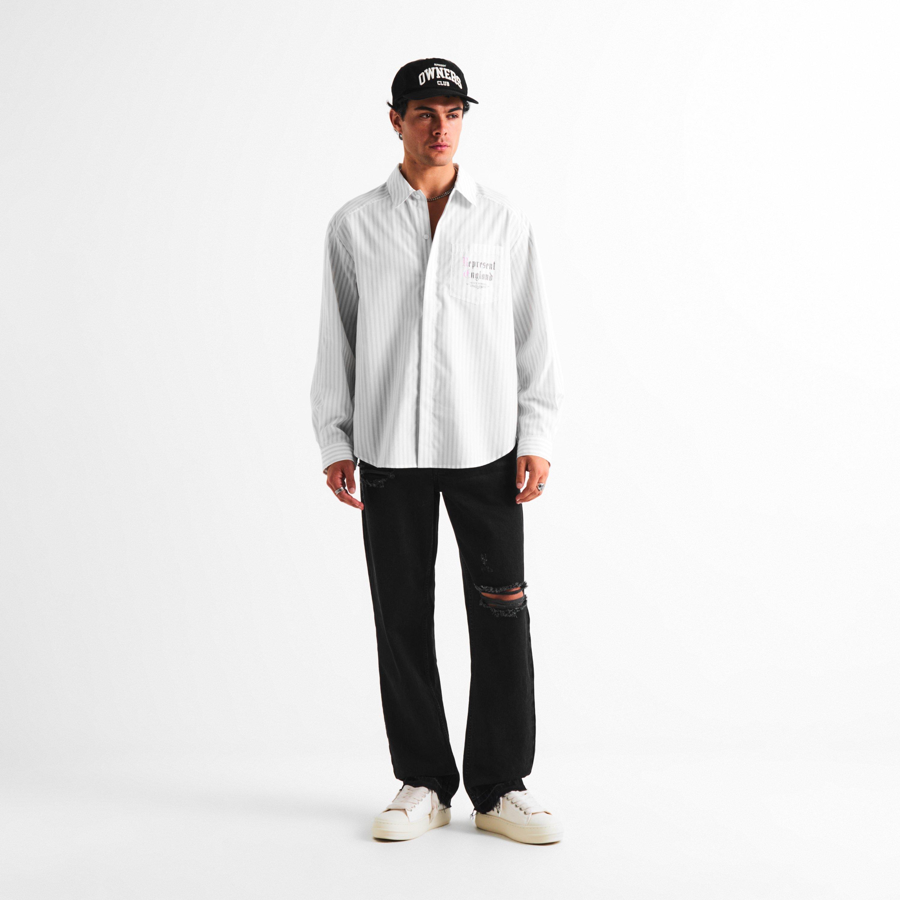 Flat White - Represent - Men's Pinstripe Long Sleeve Patterned Shirt - 6