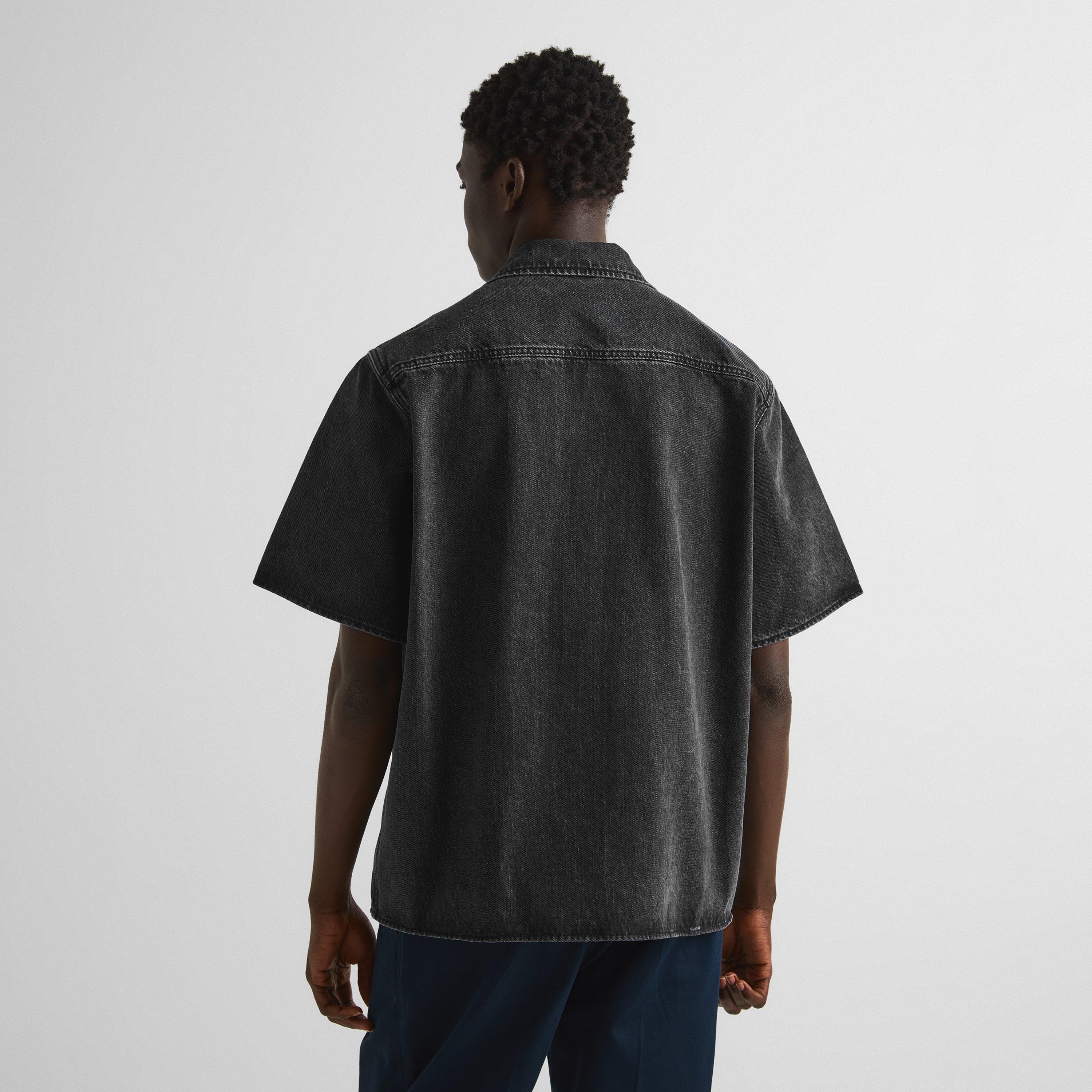Black Denim - Valentino - Men's Plain Short-Sleeve Shirt - 4