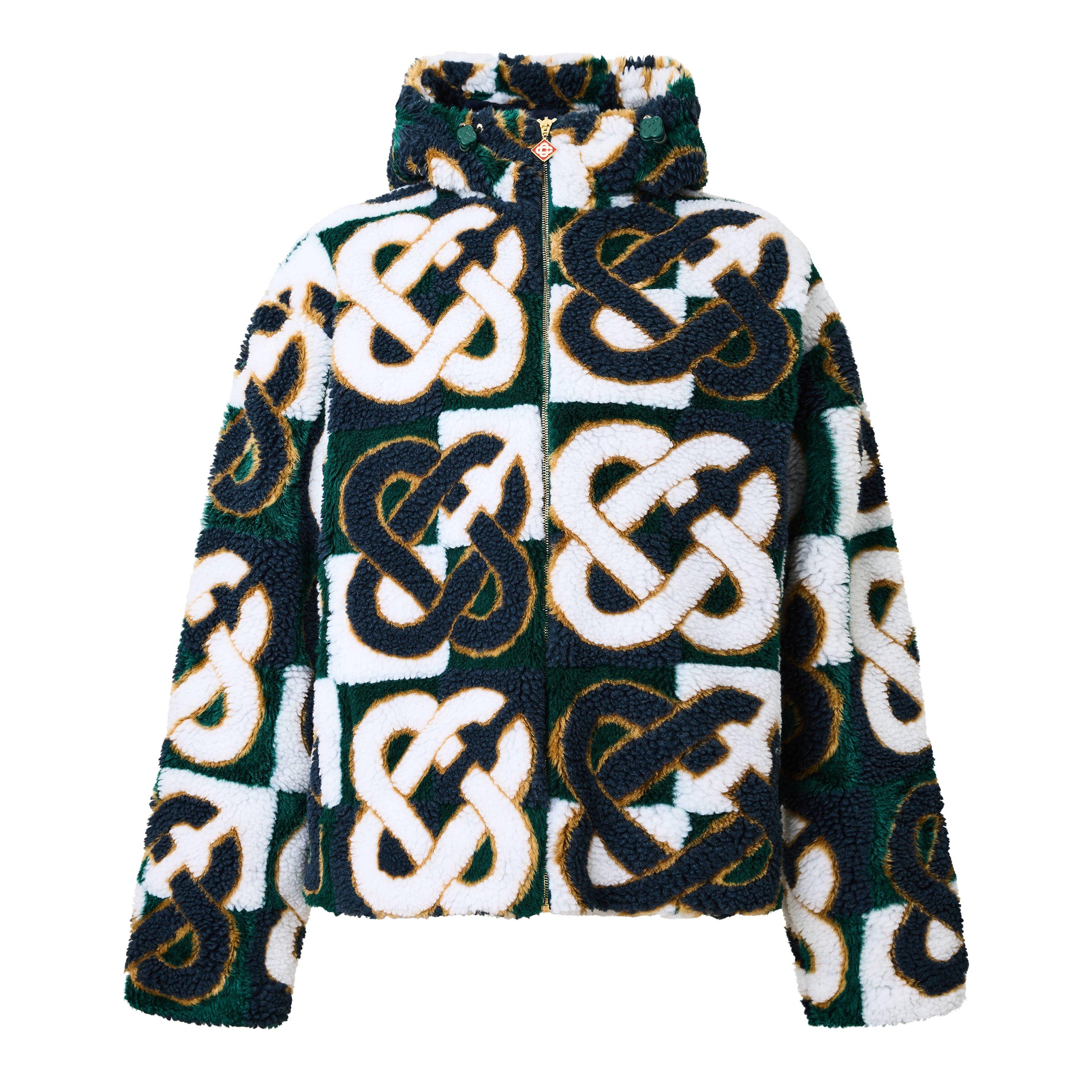 Casablanca Men's Mono Wool Full-Zip Fleece Top - Green - X Large