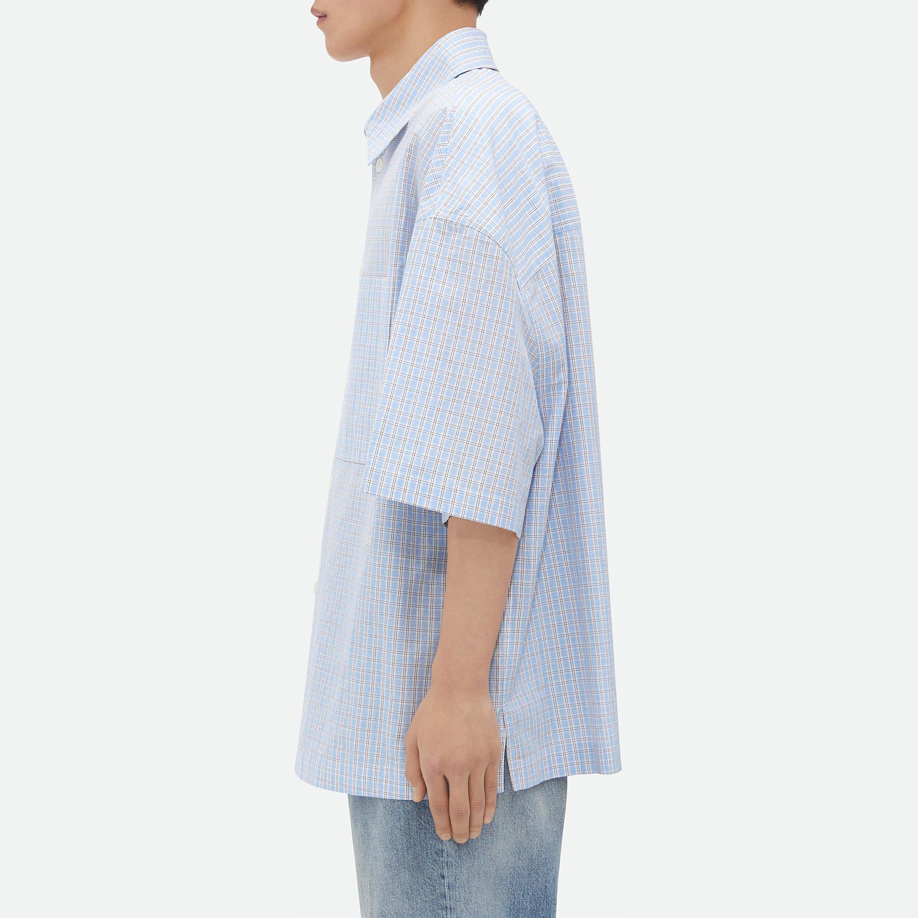 Bottega Veneta | Cotton Linen Check Overshirt With Bv