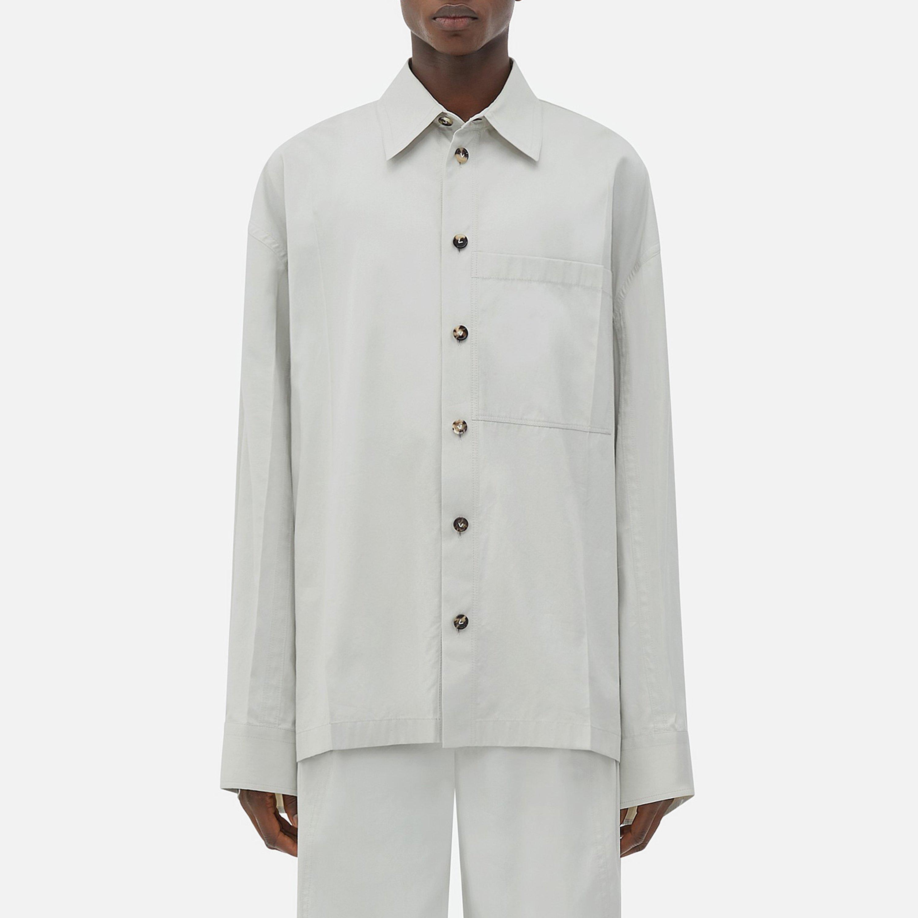 【送料&関税込】Bottega Veneta Half-buttoned Shirt Dress BOTTEGA VENETA | Scalloped Collar Linen Shirt Dress | Women