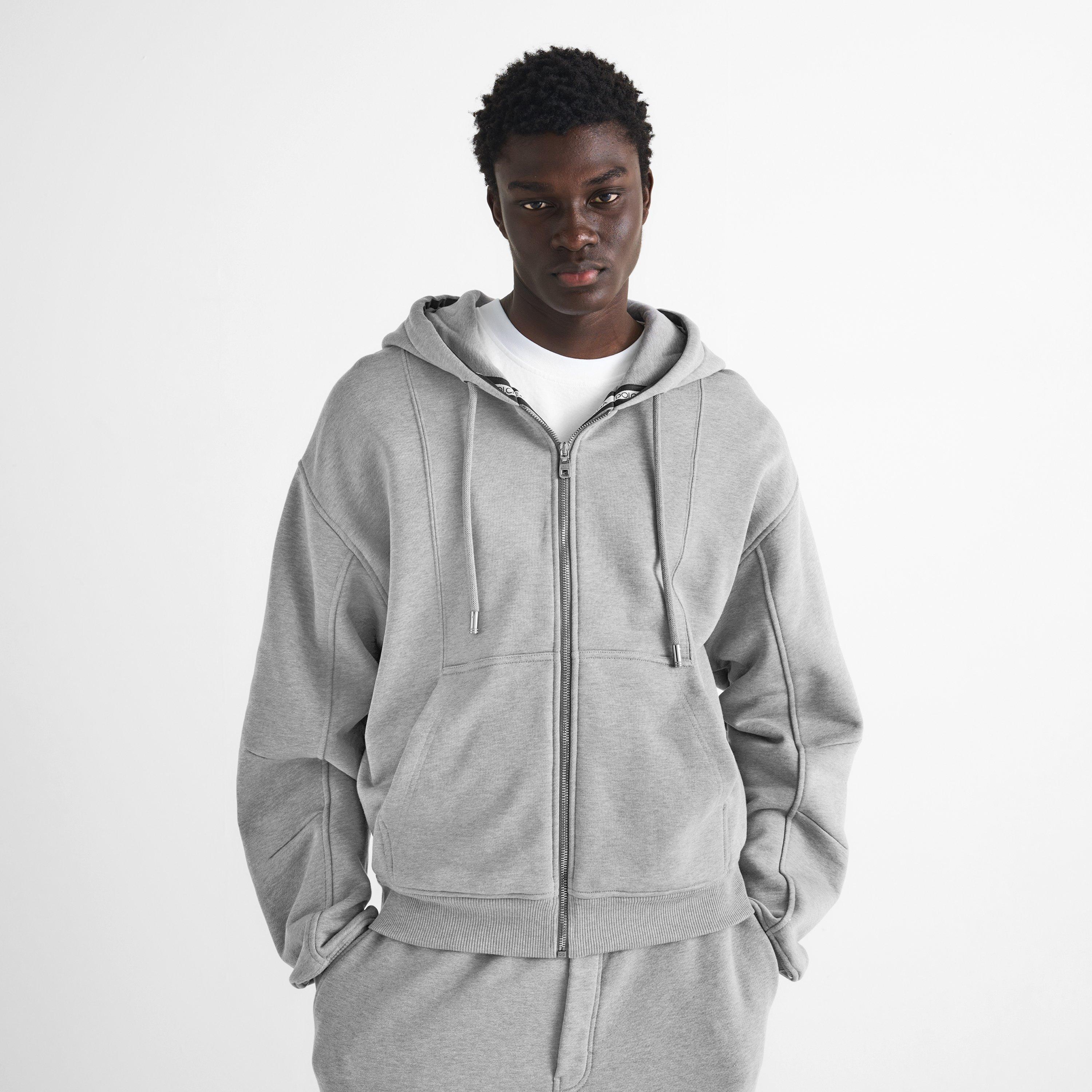 Grey - Dolce and Gabbana - Men's Diagonal Cotton Oversized-Fit Full-Zip Fleece Top - 3