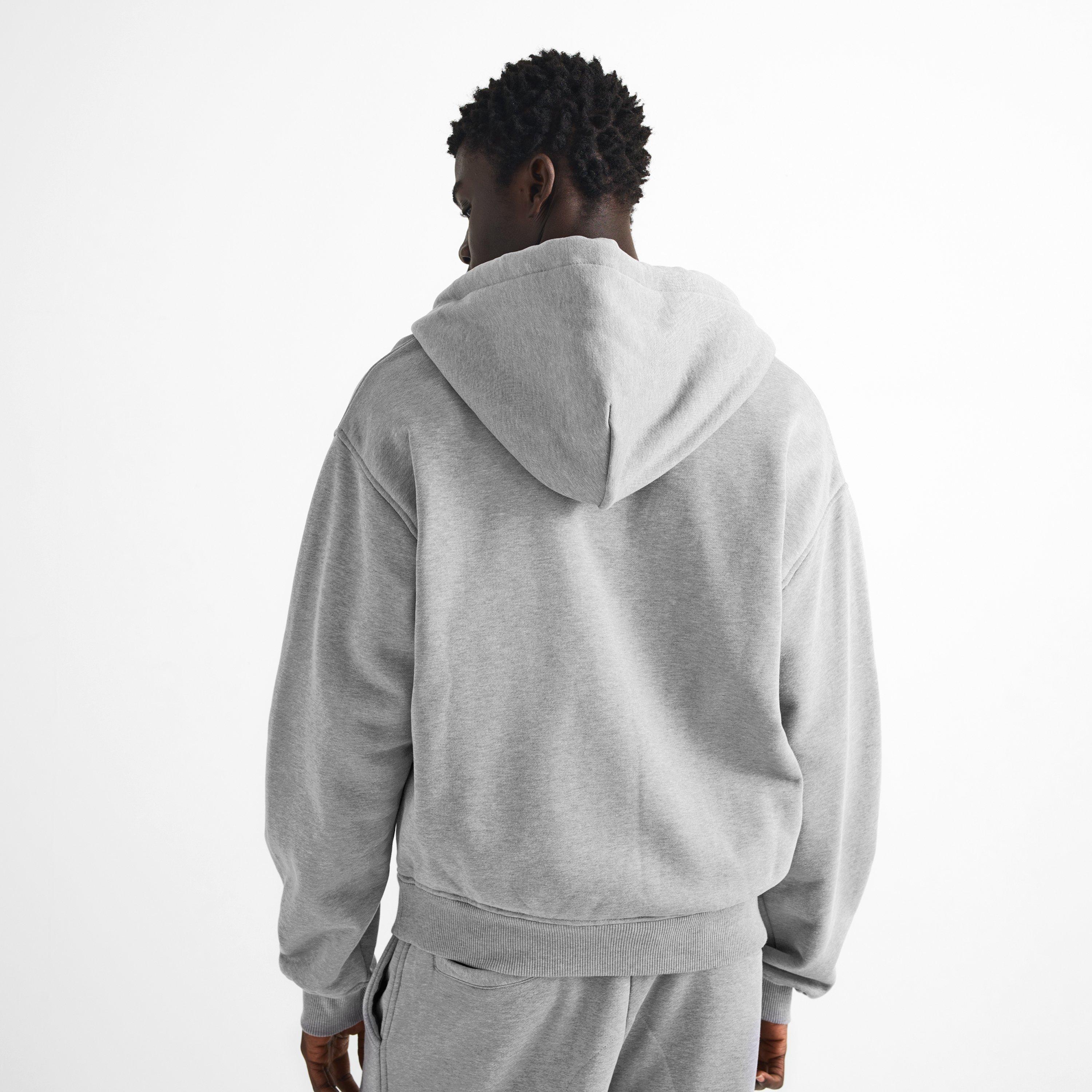 Grey - Dolce and Gabbana - Men's Diagonal Cotton Oversized-Fit Full-Zip Fleece Top - 4