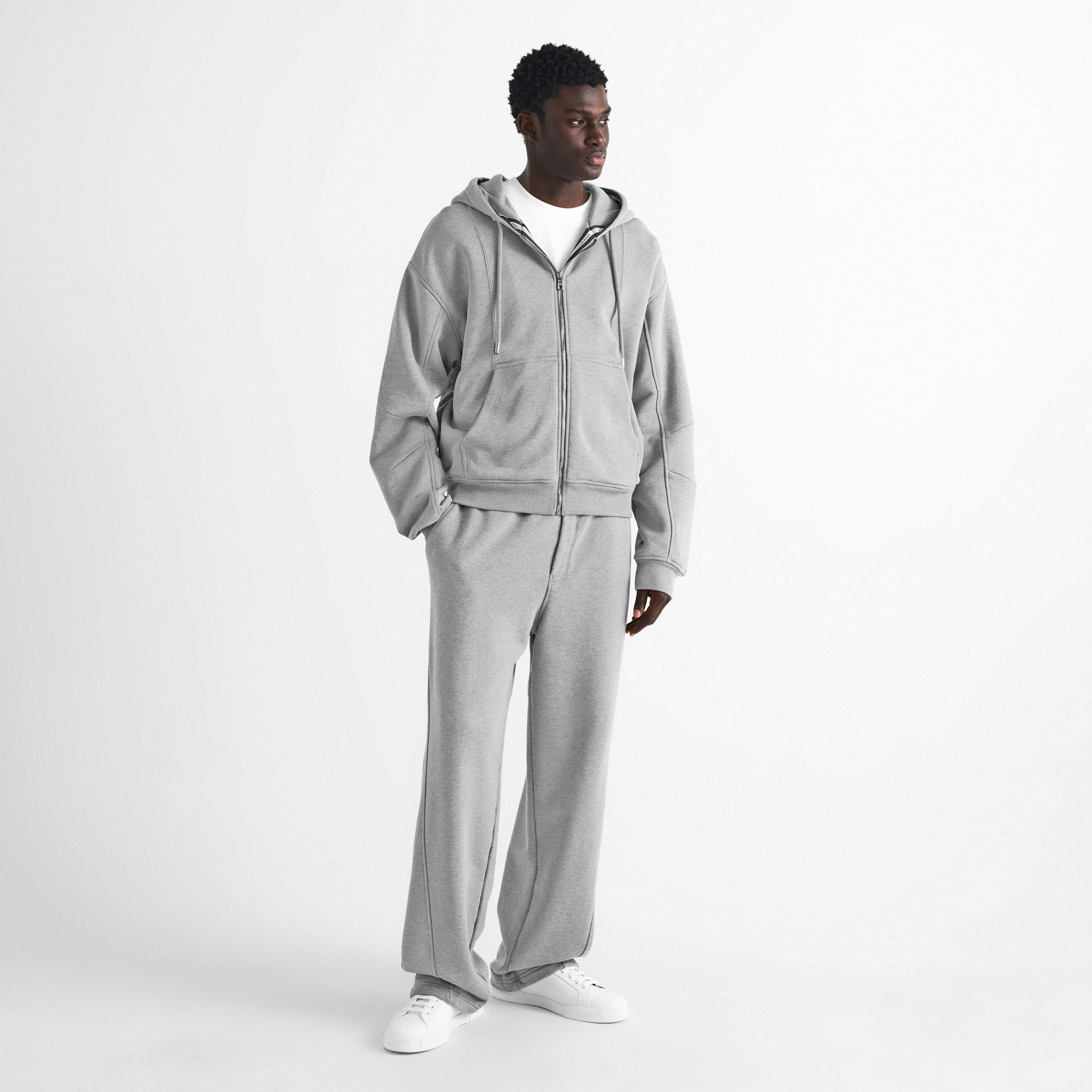 Grey - Dolce and Gabbana - Men's Diagonal Cotton Oversized-Fit Full-Zip Fleece Top - 6