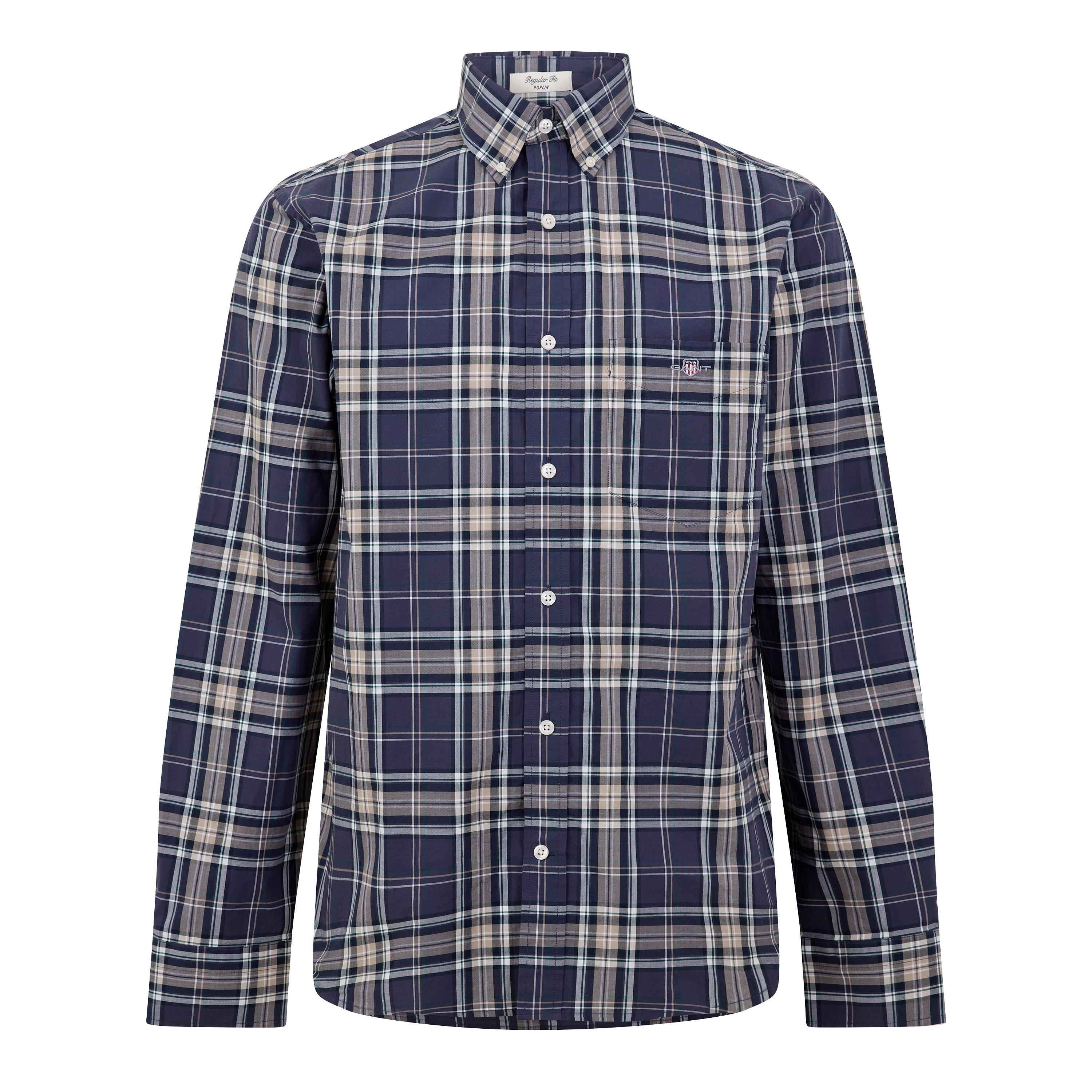 Gant Men's Blue Reg Poplin Large Check Shirt - Taupe - 2XL - Image 5