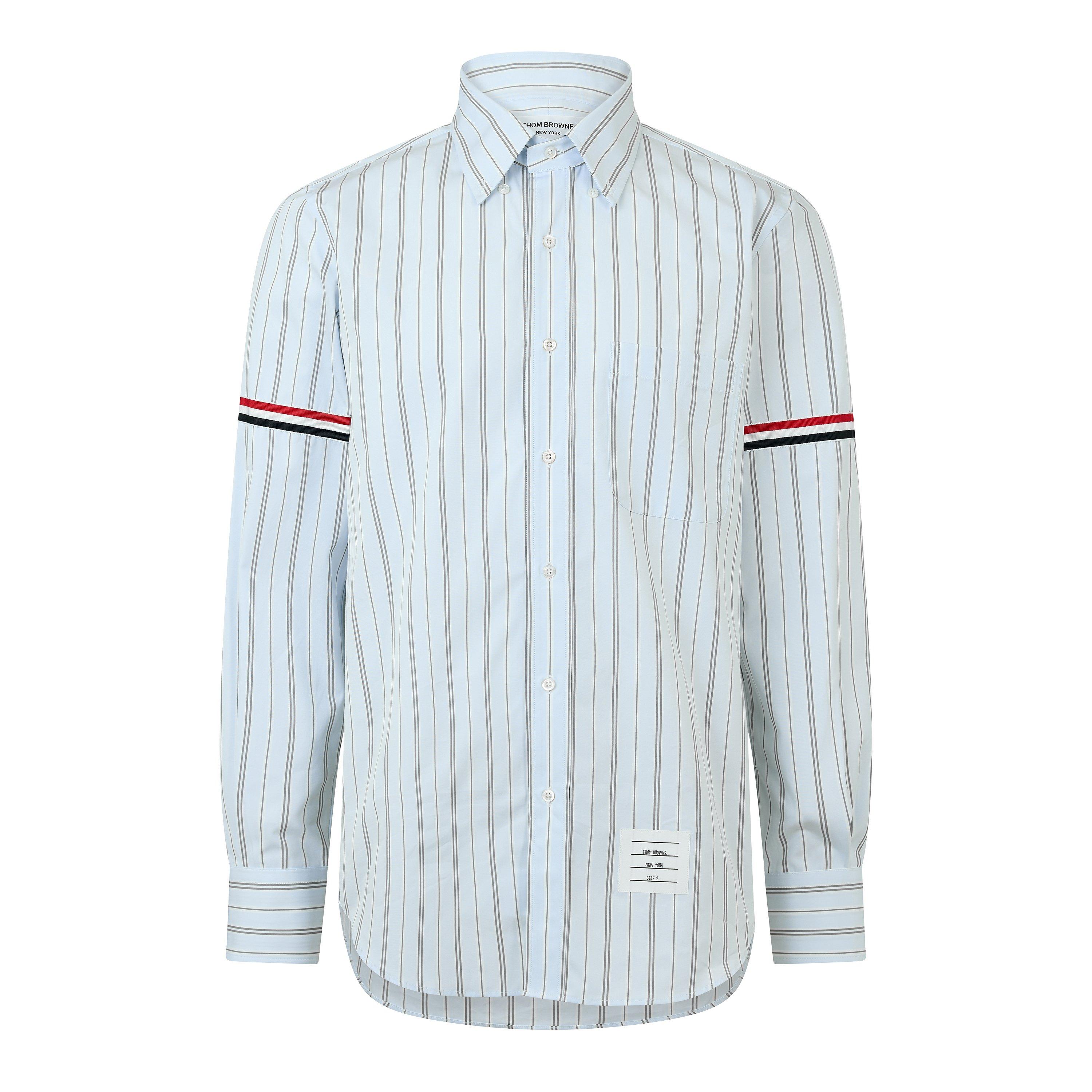 Med Grey - Thom Browne - TB LS Stripe Shirt Sn63 - 1