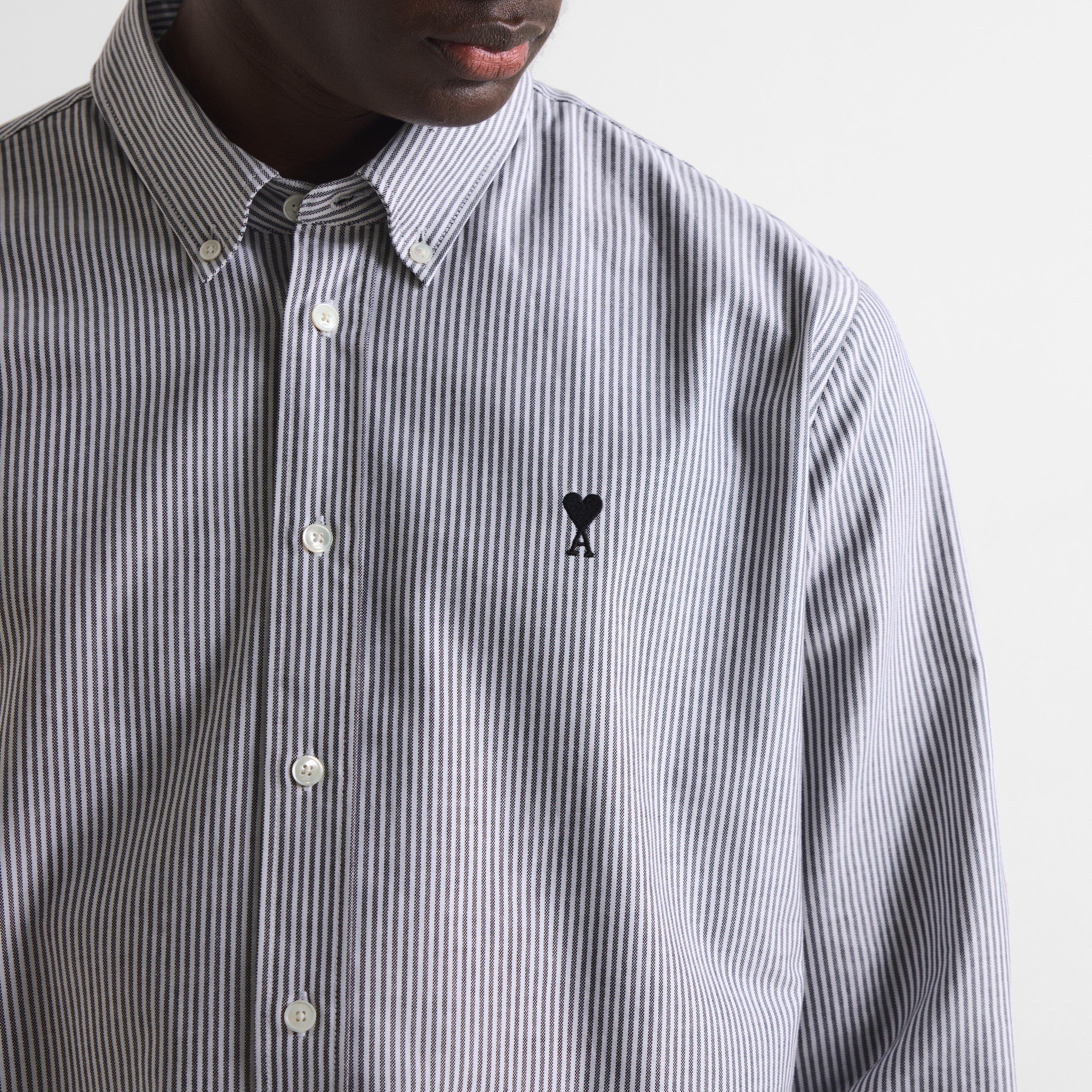Black Stripe - Ami Paris - Men's BD Shirt Cotton Long-Sleeve - 5