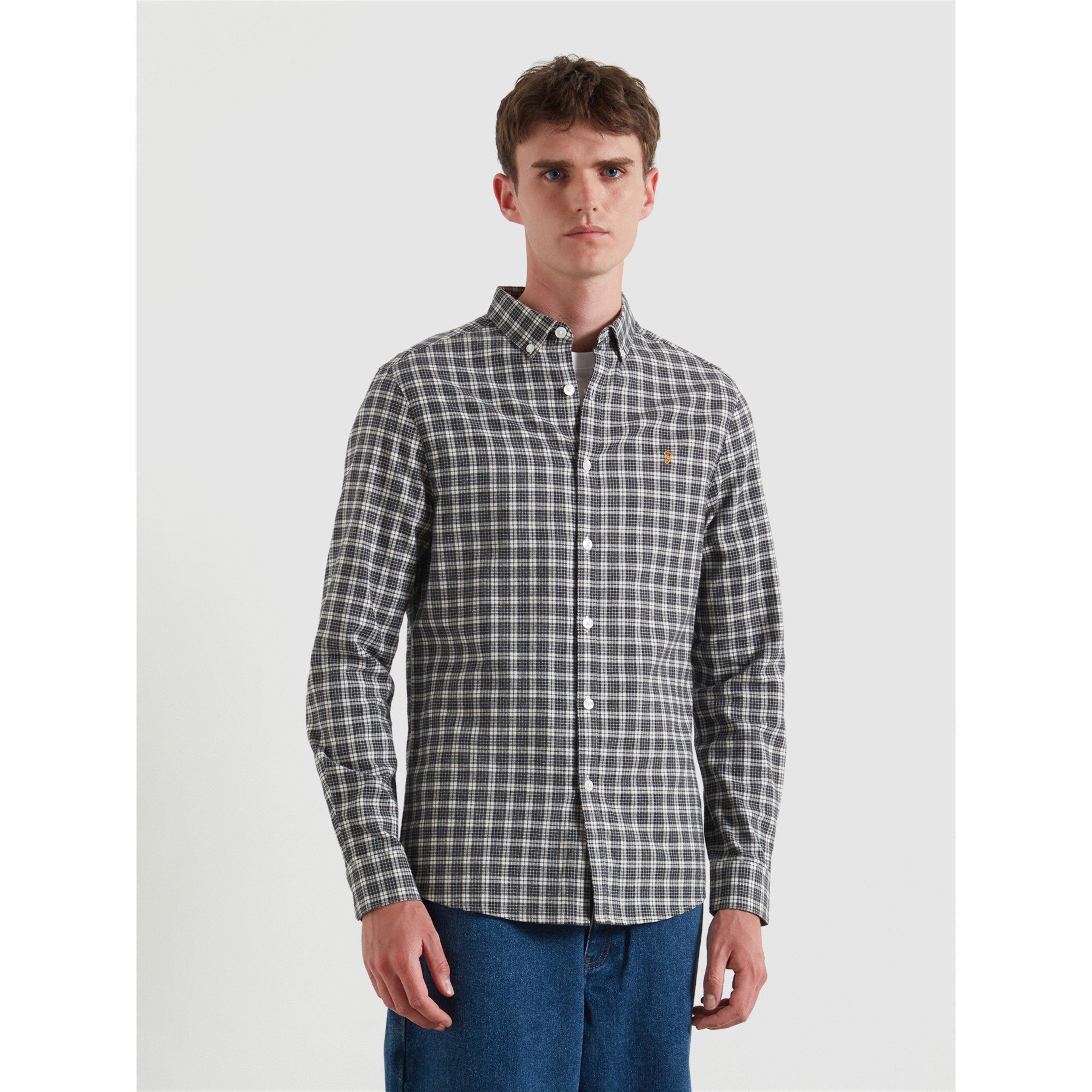 Farah Men's Milners Check Long Sleeve Patterned Shirt - Charc Marl 023 - 2X Large