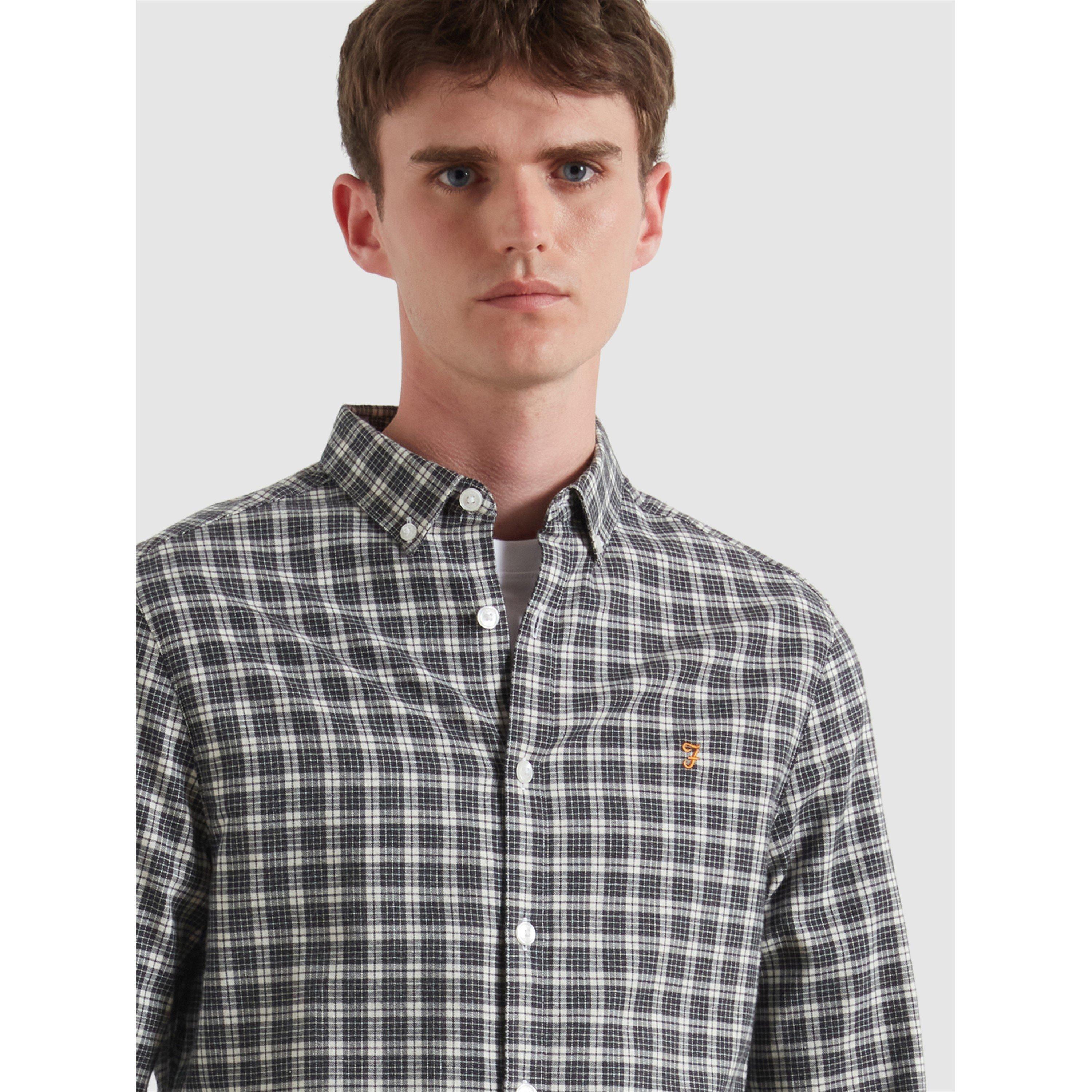 Charc Marl 023 - Farah - Men's Milners Check Long Sleeve Patterned Shirt - 4