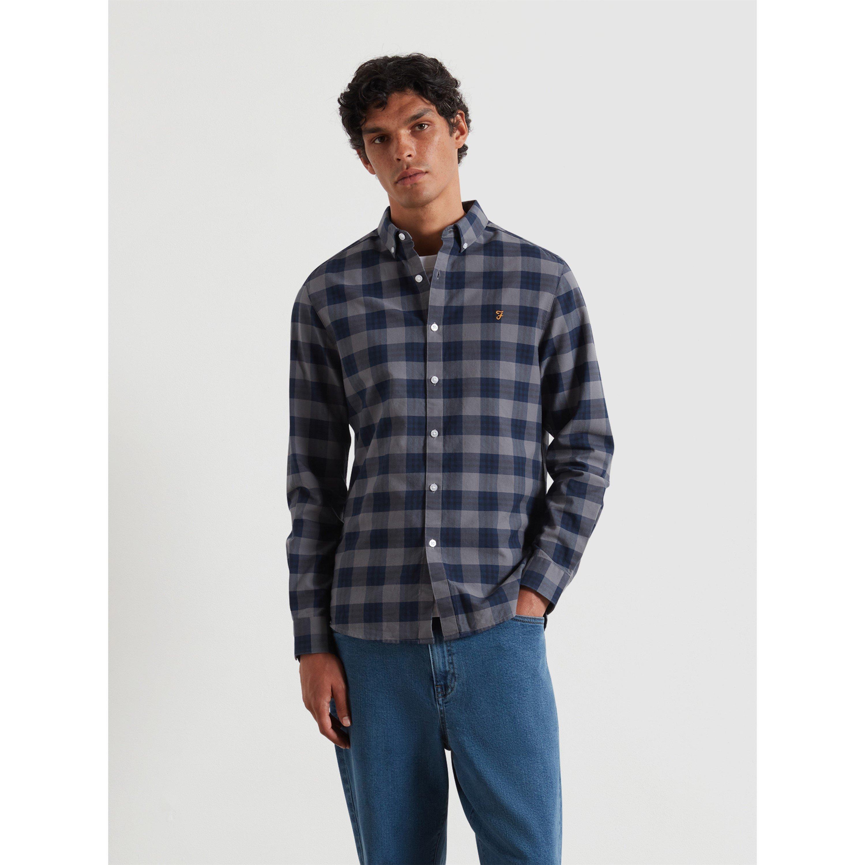 Farah Men's Brewer Orgchck Long Sleeve Patterned Shirt - Yale 996 - Medium