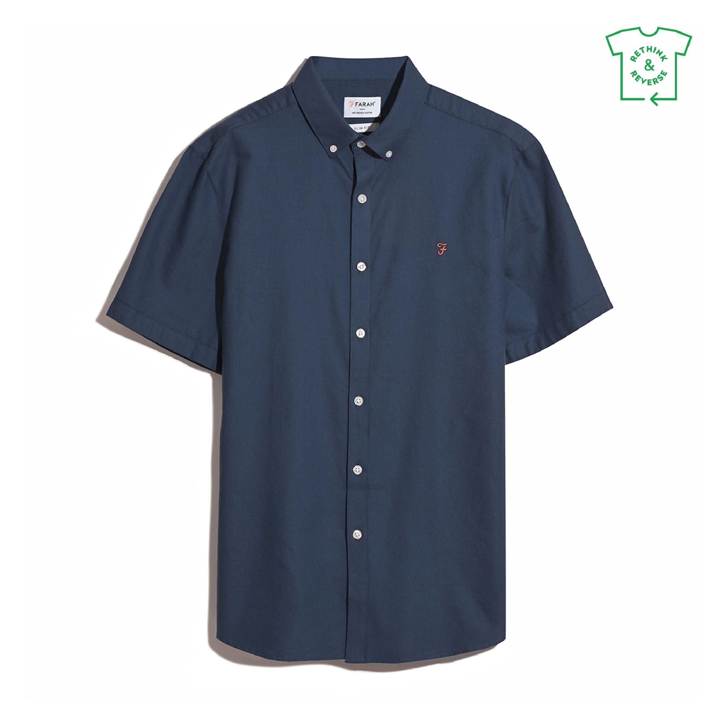Farah Men's Brewer Short Sleeve Shirt - Sigil Blue 415 - Large