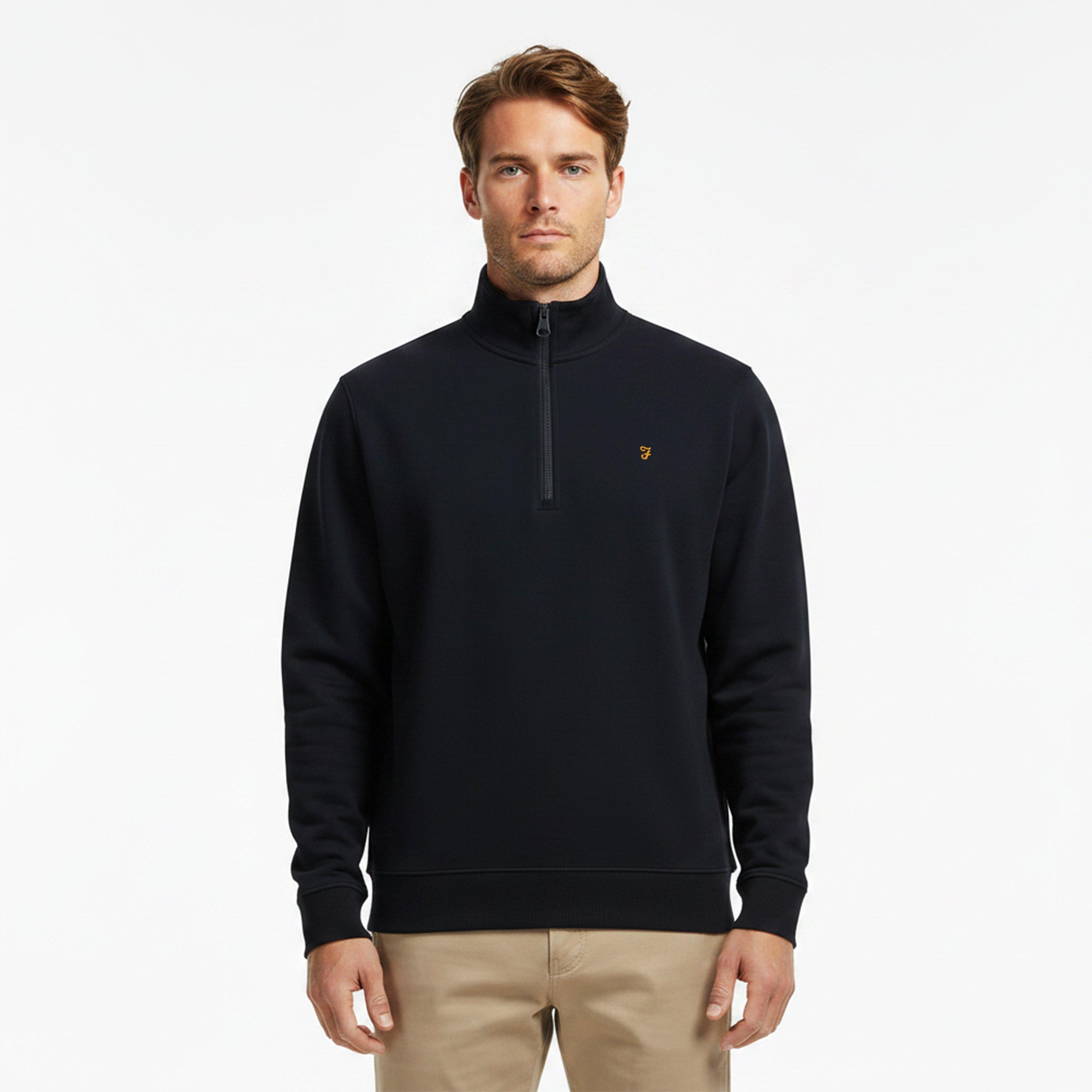 True Navy 412 - Farah - Men's Wilsdon Quarter Zip Fleece - 3