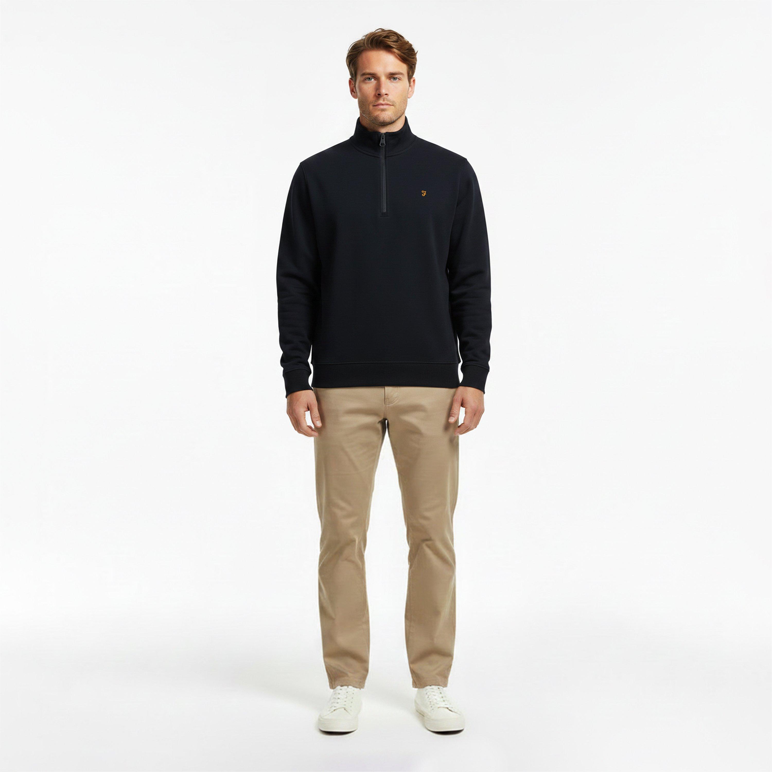 True Navy 412 - Farah - Men's Wilsdon Quarter Zip Fleece - 5
