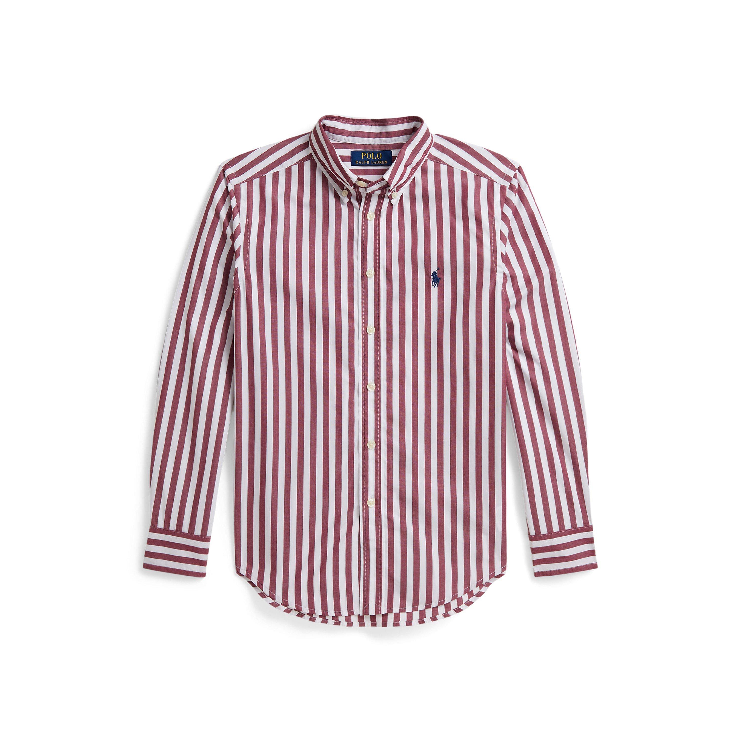 Burgundy Wht - Polo Ralph Lauren - Kids' Stripe Poplin Long Sleeve Shirt - 1