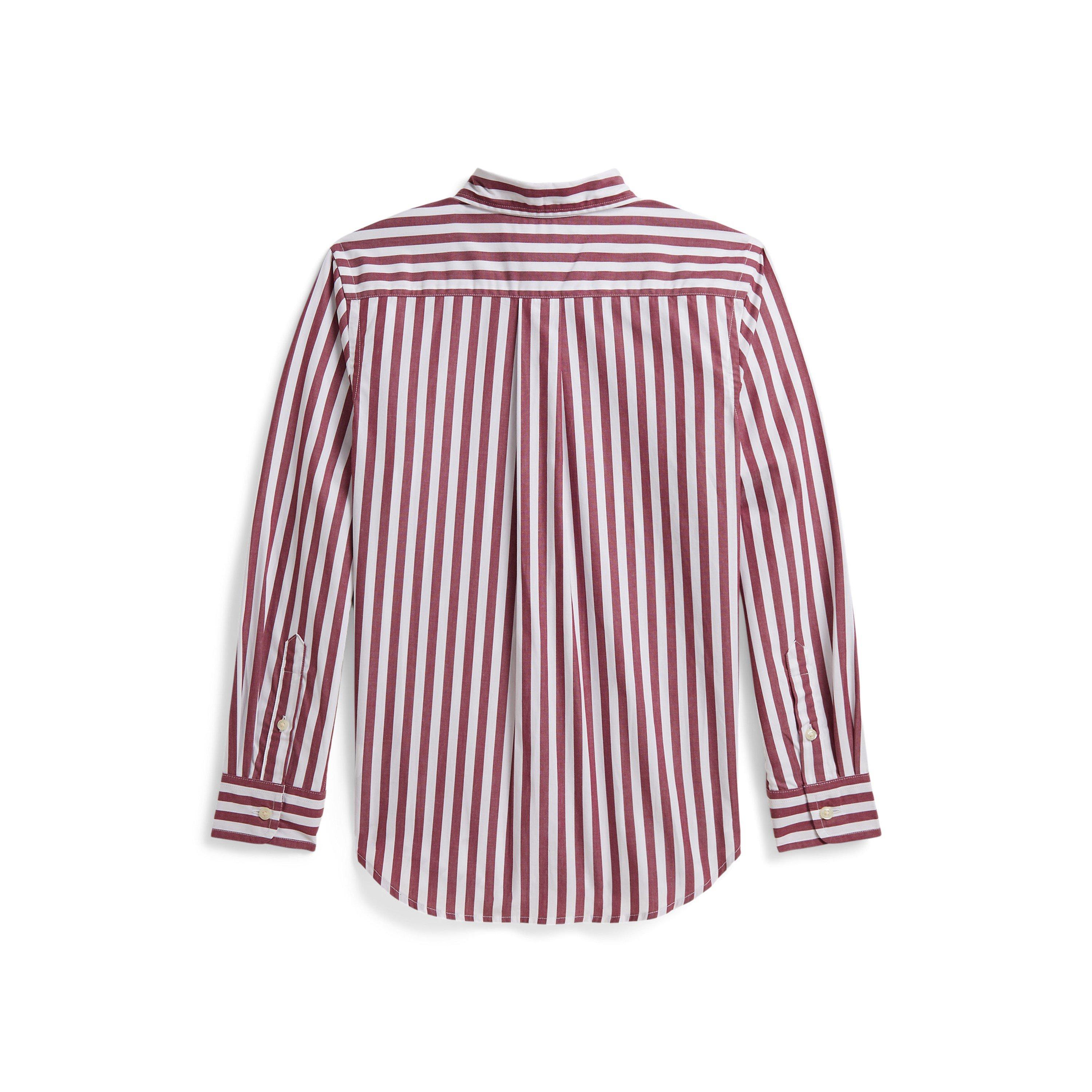 Burgundy Wht - Polo Ralph Lauren - Kids' Stripe Poplin Long Sleeve Shirt - 2