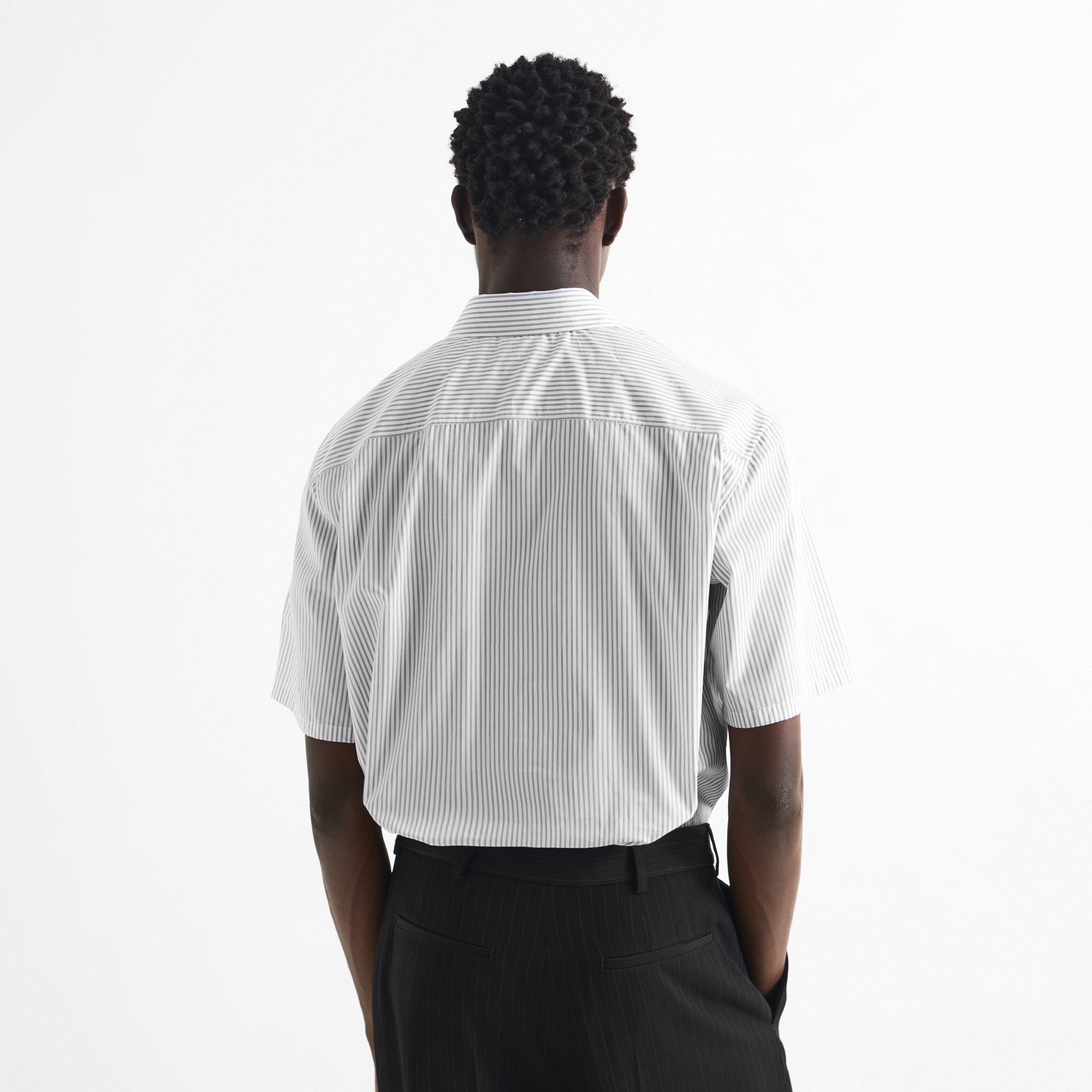 Blue/White - Saint Laurent - Men's Cassandre Striped Short-Sleeve Shirt - 4