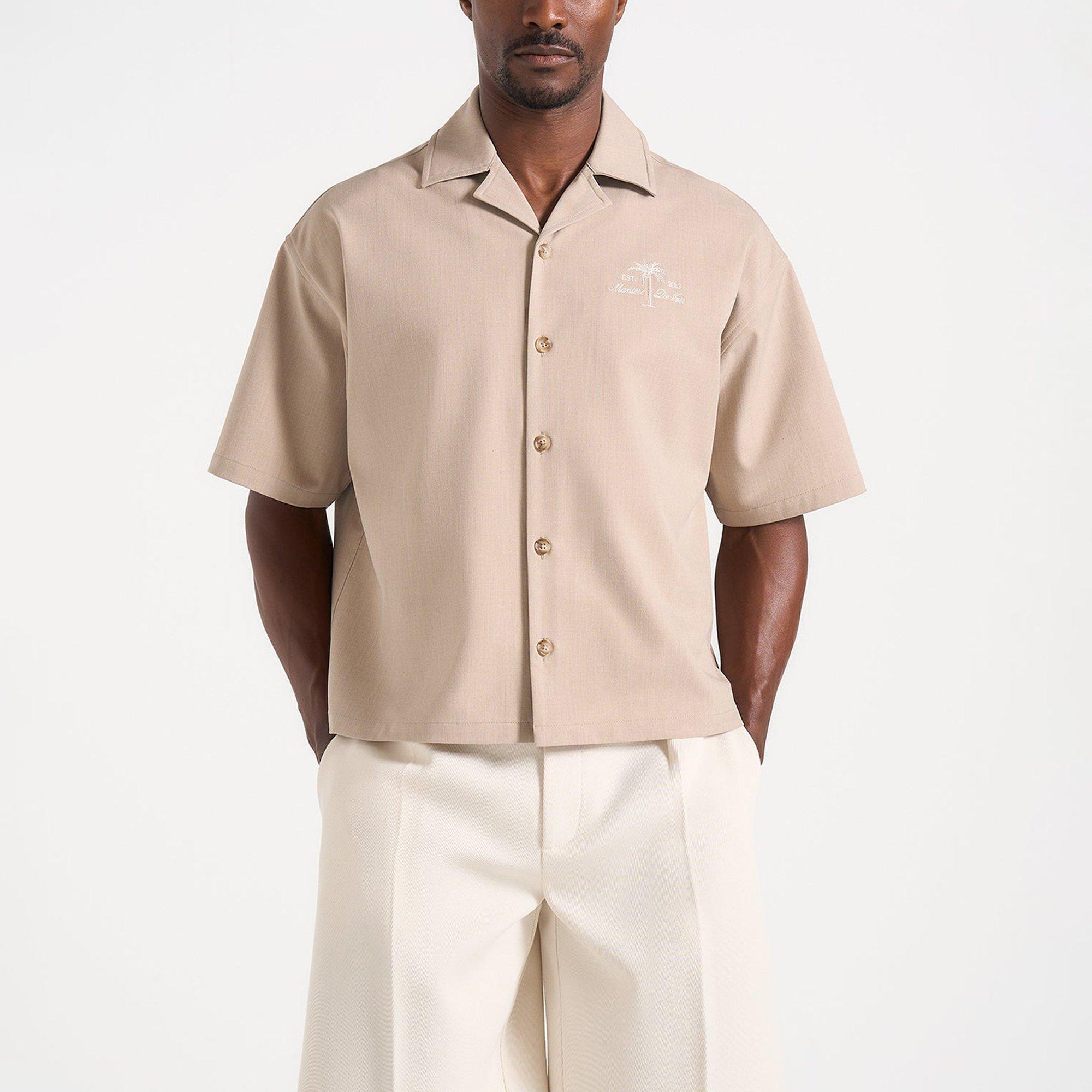 Taupe - Maniere De Voir - Maniere Palm SS Shrt Sn63 - 1