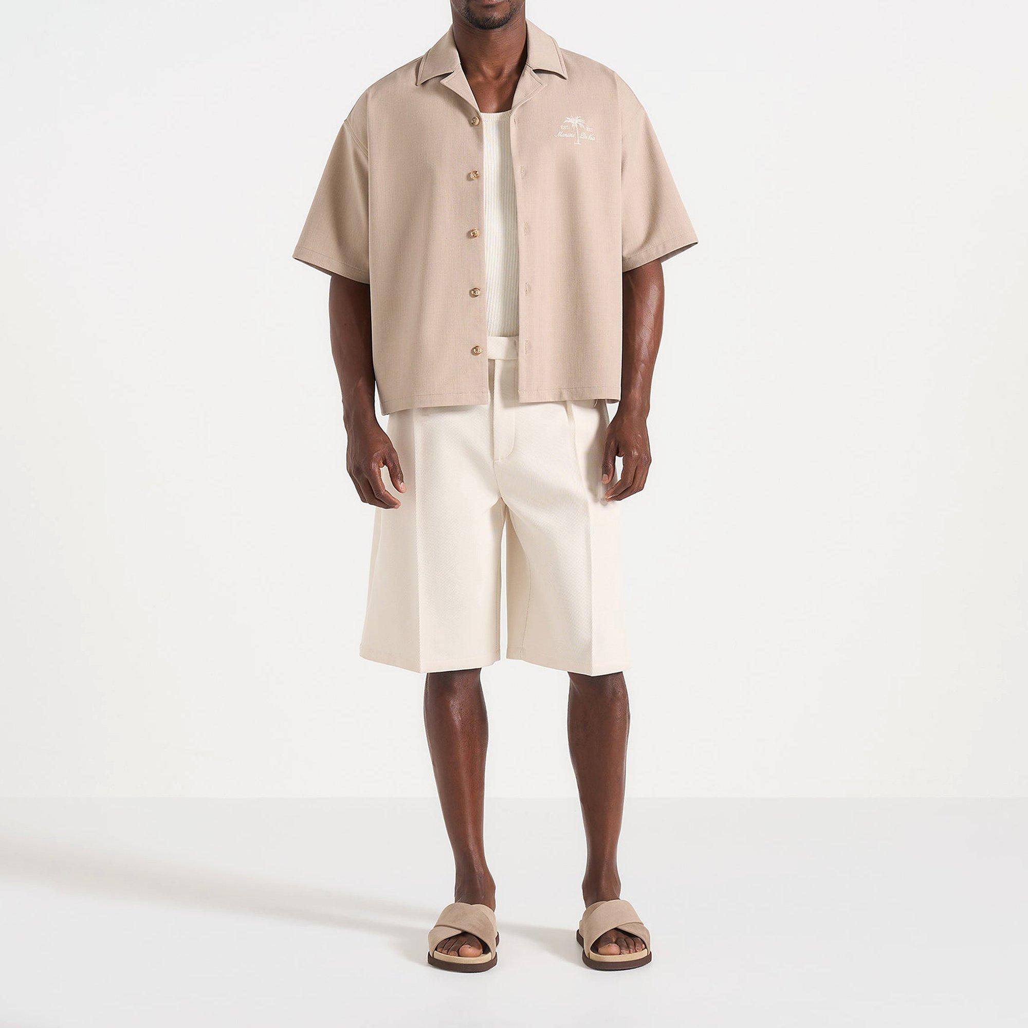 Taupe - Maniere De Voir - Maniere Palm SS Shrt Sn63 - 3