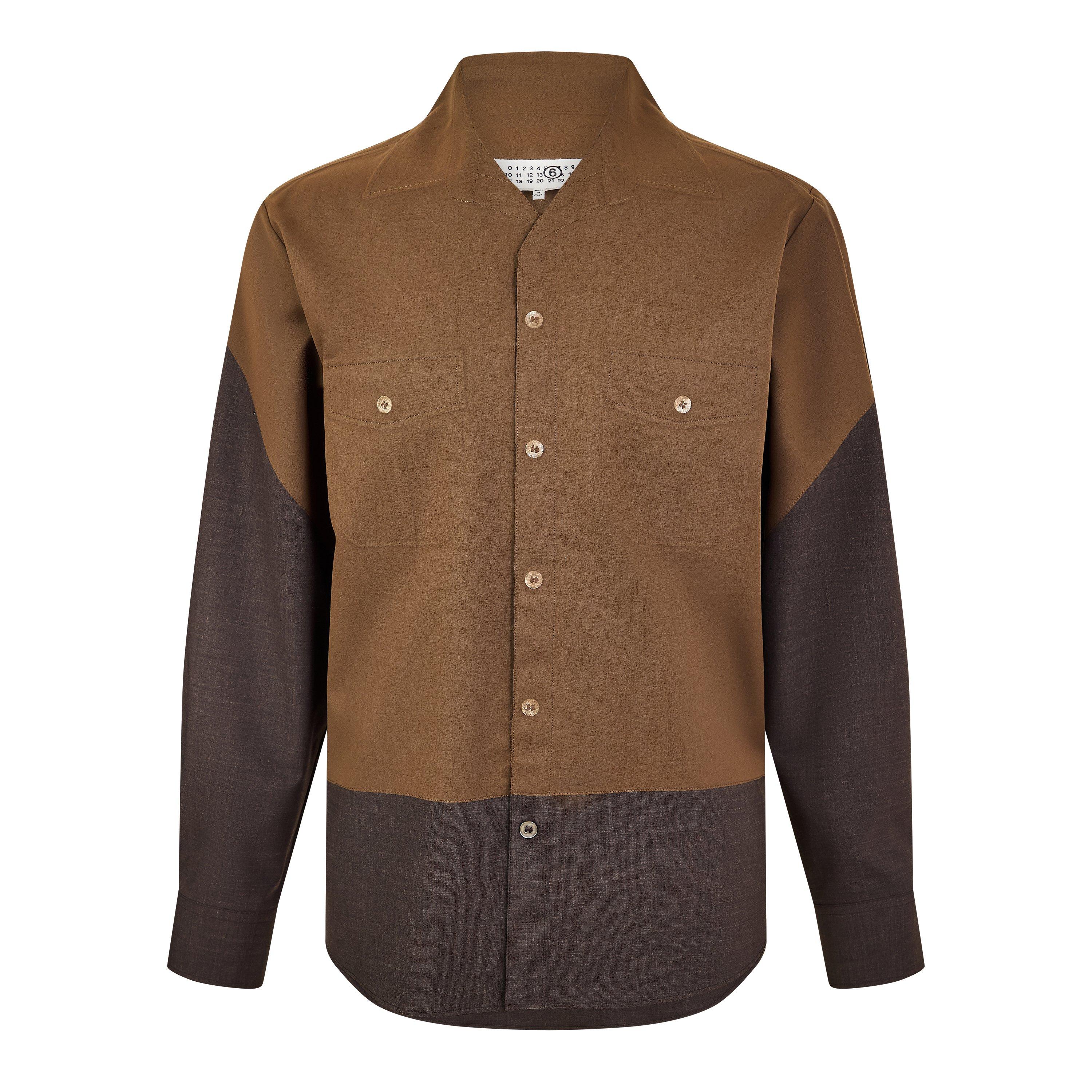 Deep Brown - MM6 Maison Margiela - Men's Bonded Long Sleeve Patterned Shirt - 1