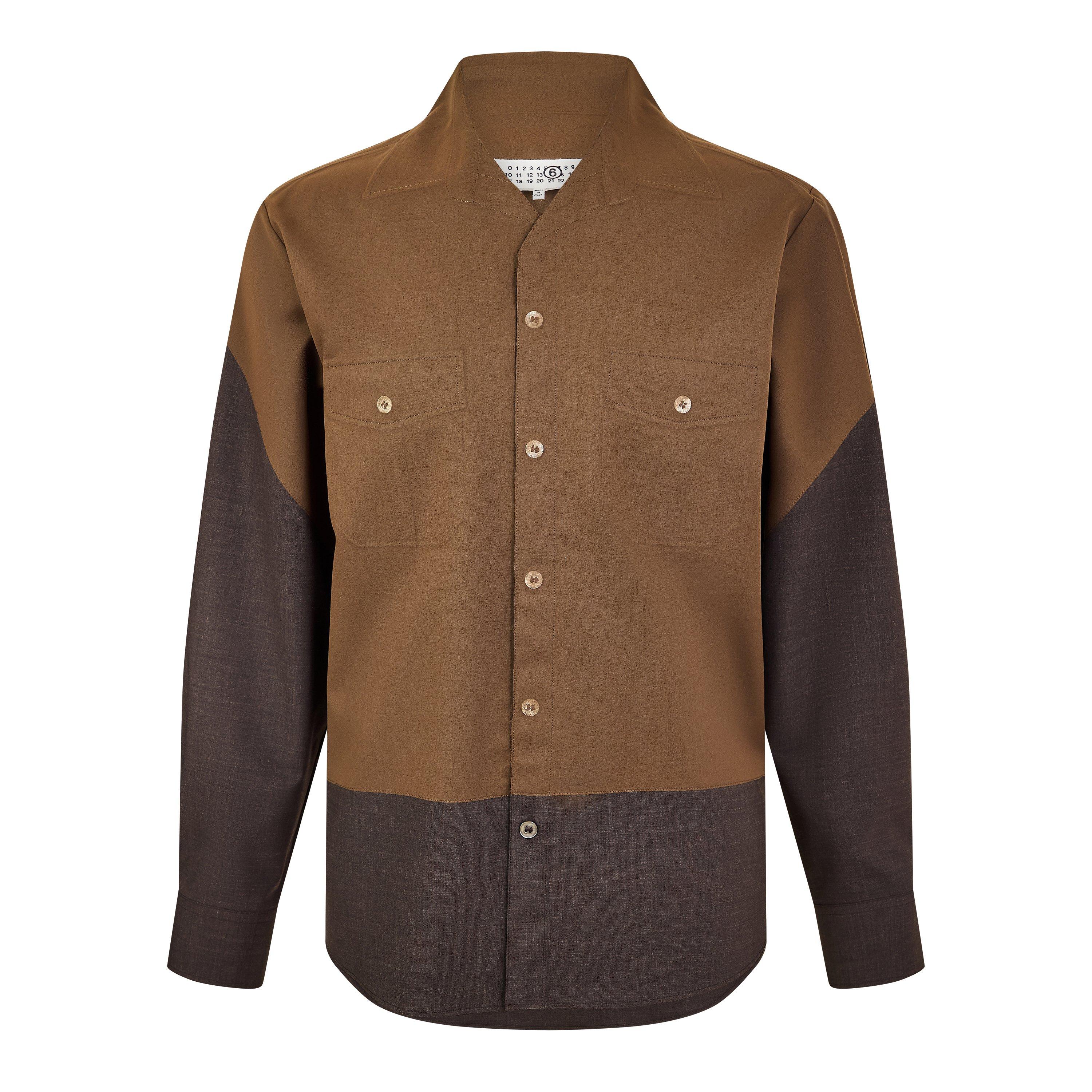 Deep Brown - MM6 Maison Margiela - Men's Bonded Long Sleeve Patterned Shirt - 1