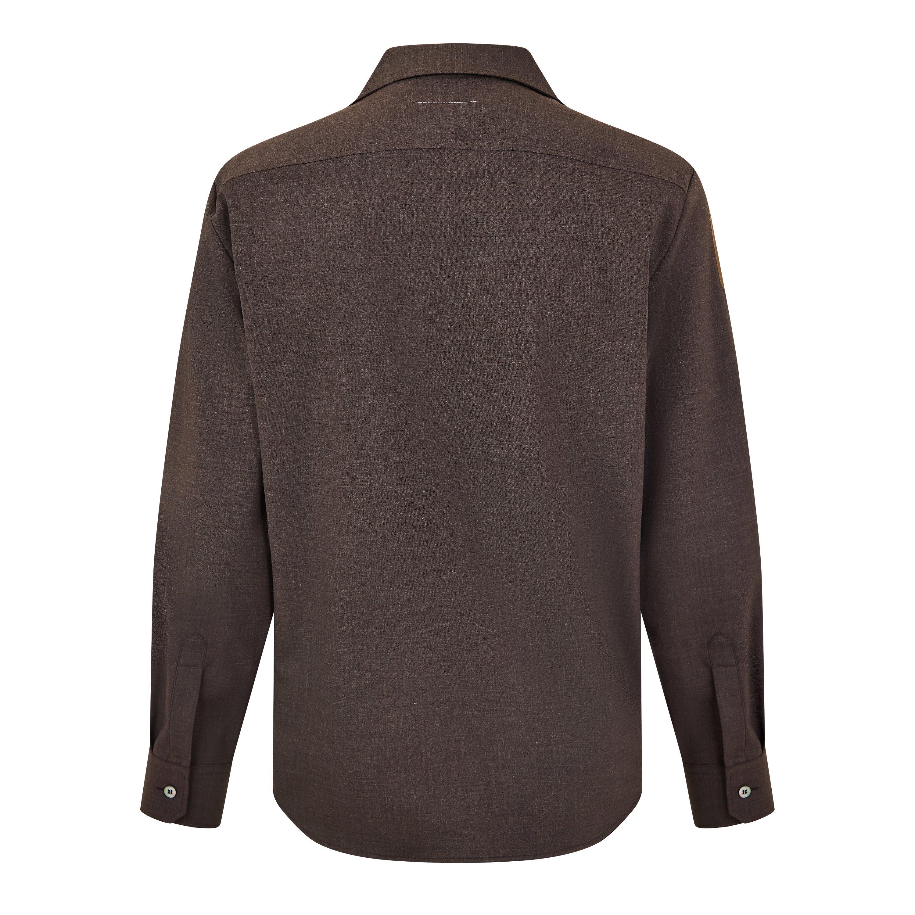 Deep Brown - MM6 Maison Margiela - Men's Bonded Long Sleeve Patterned Shirt - 2