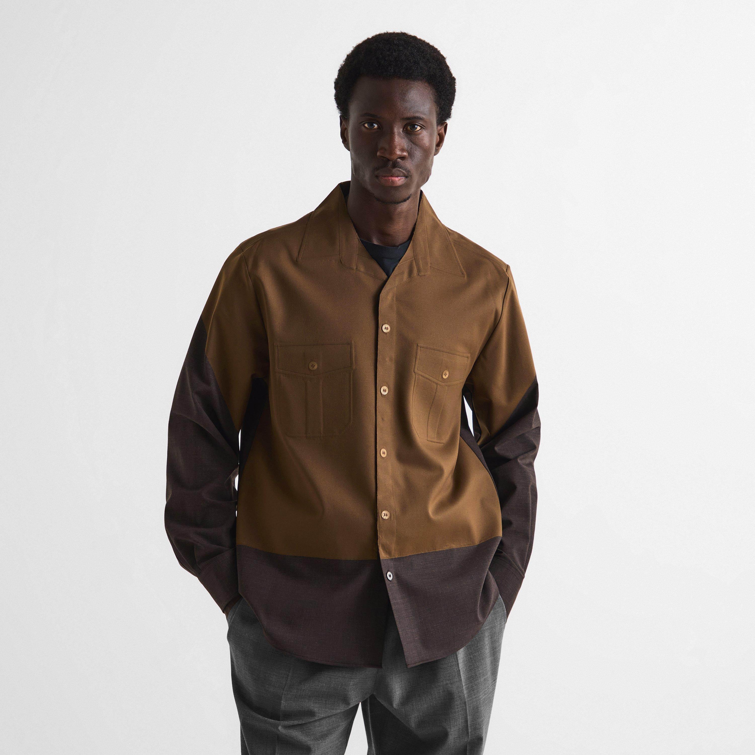 Deep Brown - MM6 Maison Margiela - Men's Bonded Long Sleeve Patterned Shirt - 3