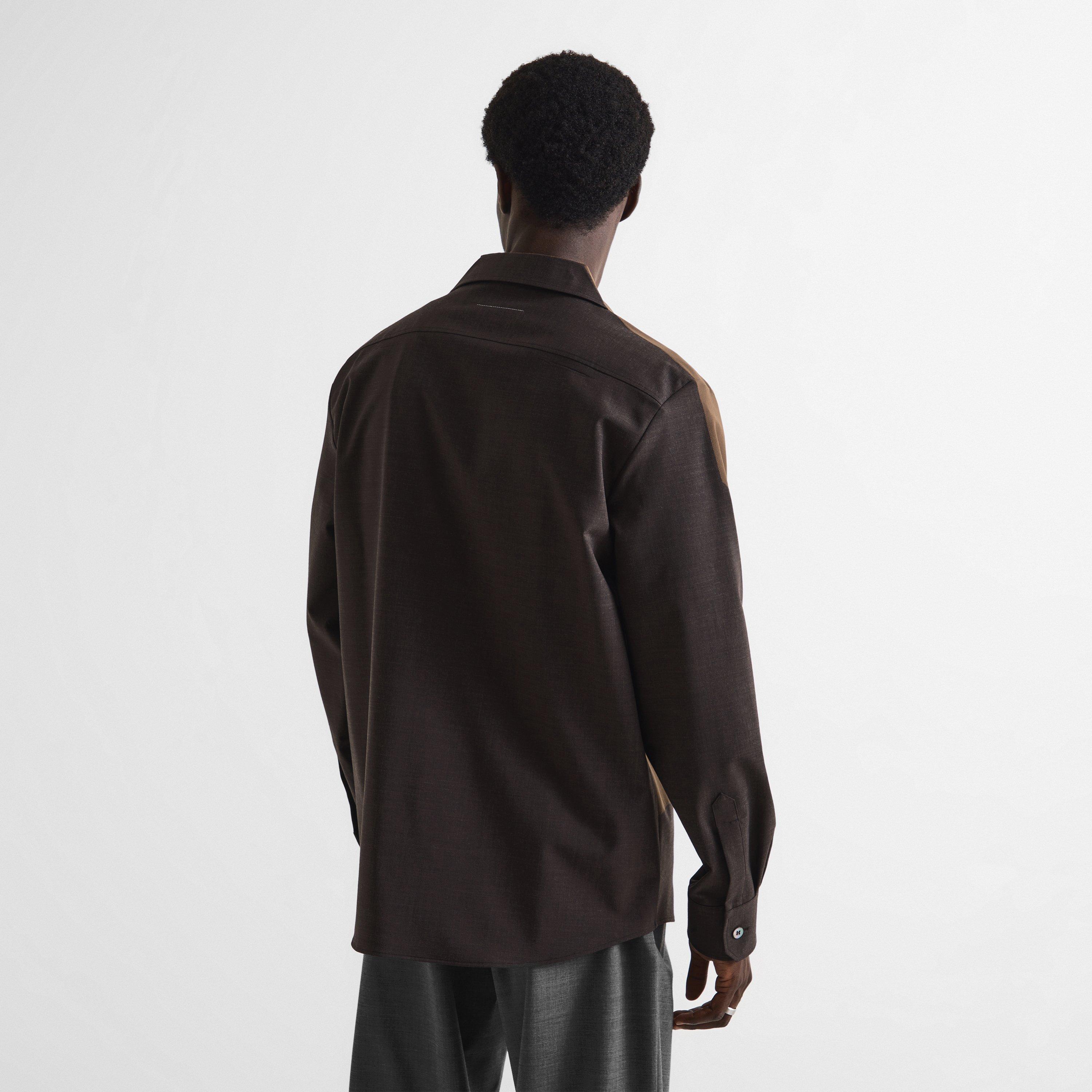 Deep Brown - MM6 Maison Margiela - Men's Bonded Long Sleeve Patterned Shirt - 4