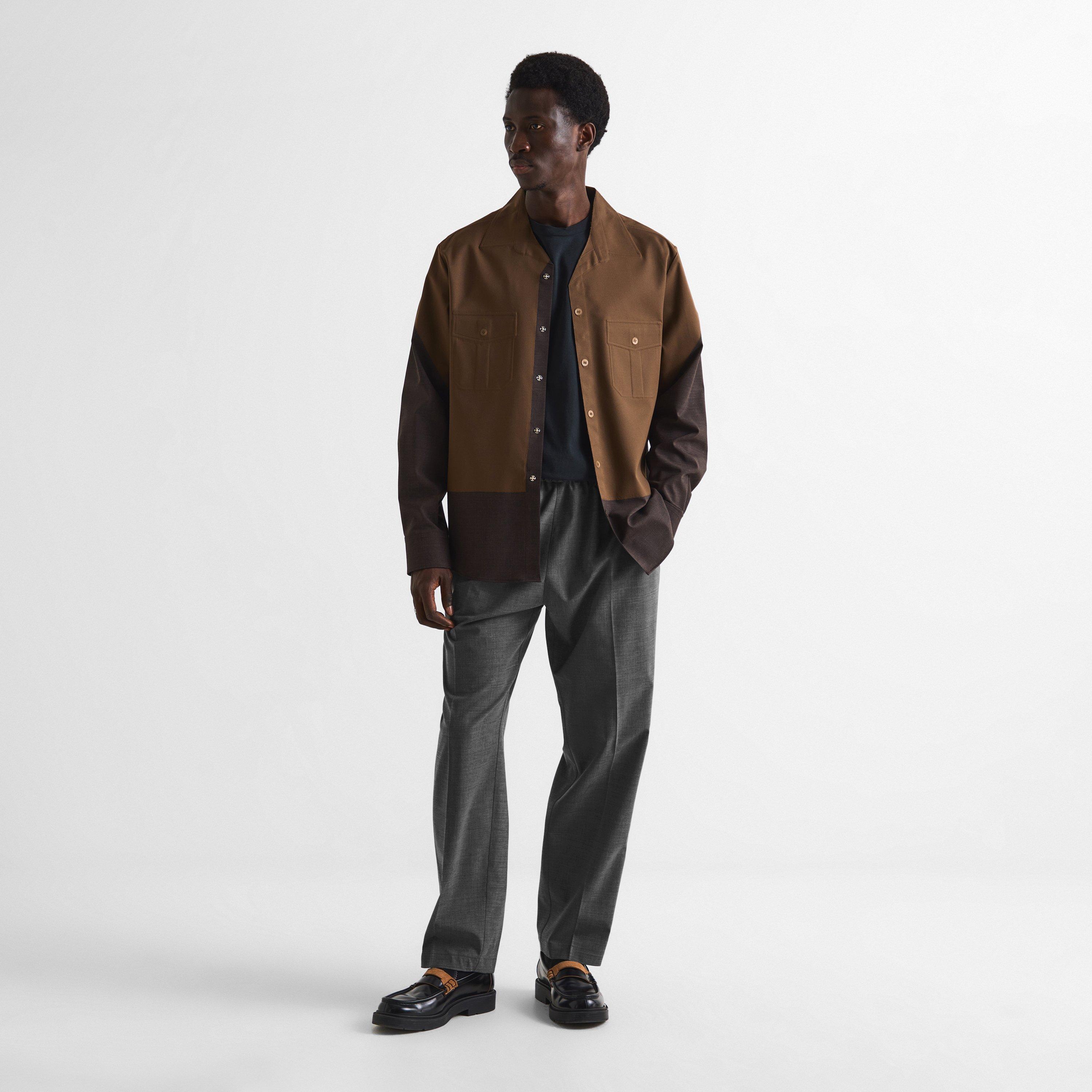 Deep Brown - MM6 Maison Margiela - Men's Bonded Long Sleeve Patterned Shirt - 6