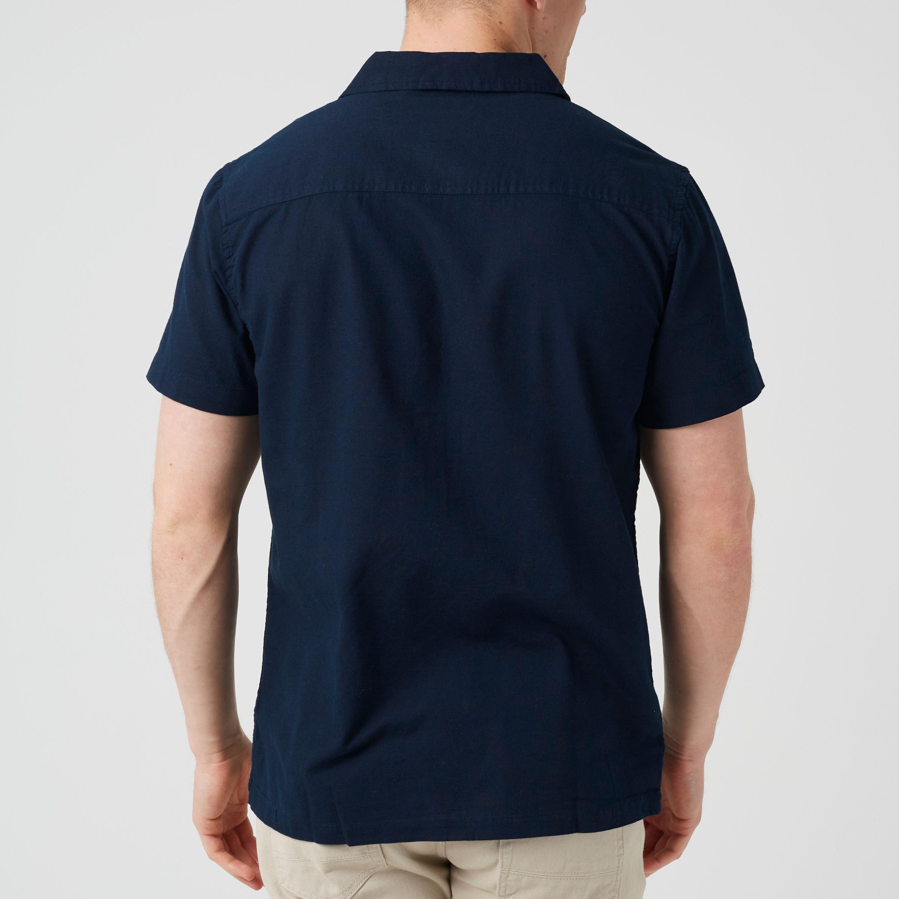 Azul marino - Brave Soul - Men's Plain Short Sleeve Shirt - 4