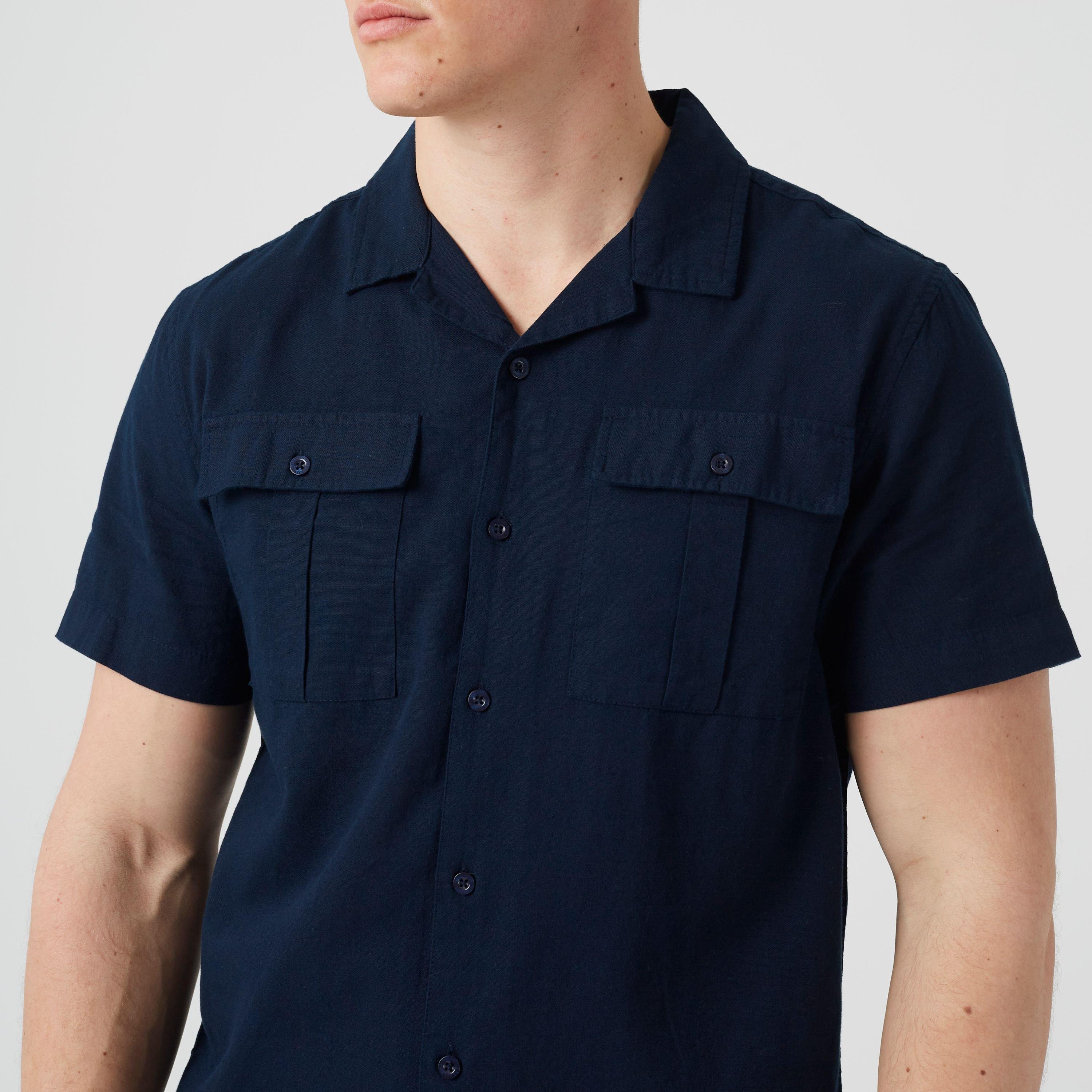 Navy - Brave Soul - Men's Plain Short Sleeve Shirt - 3